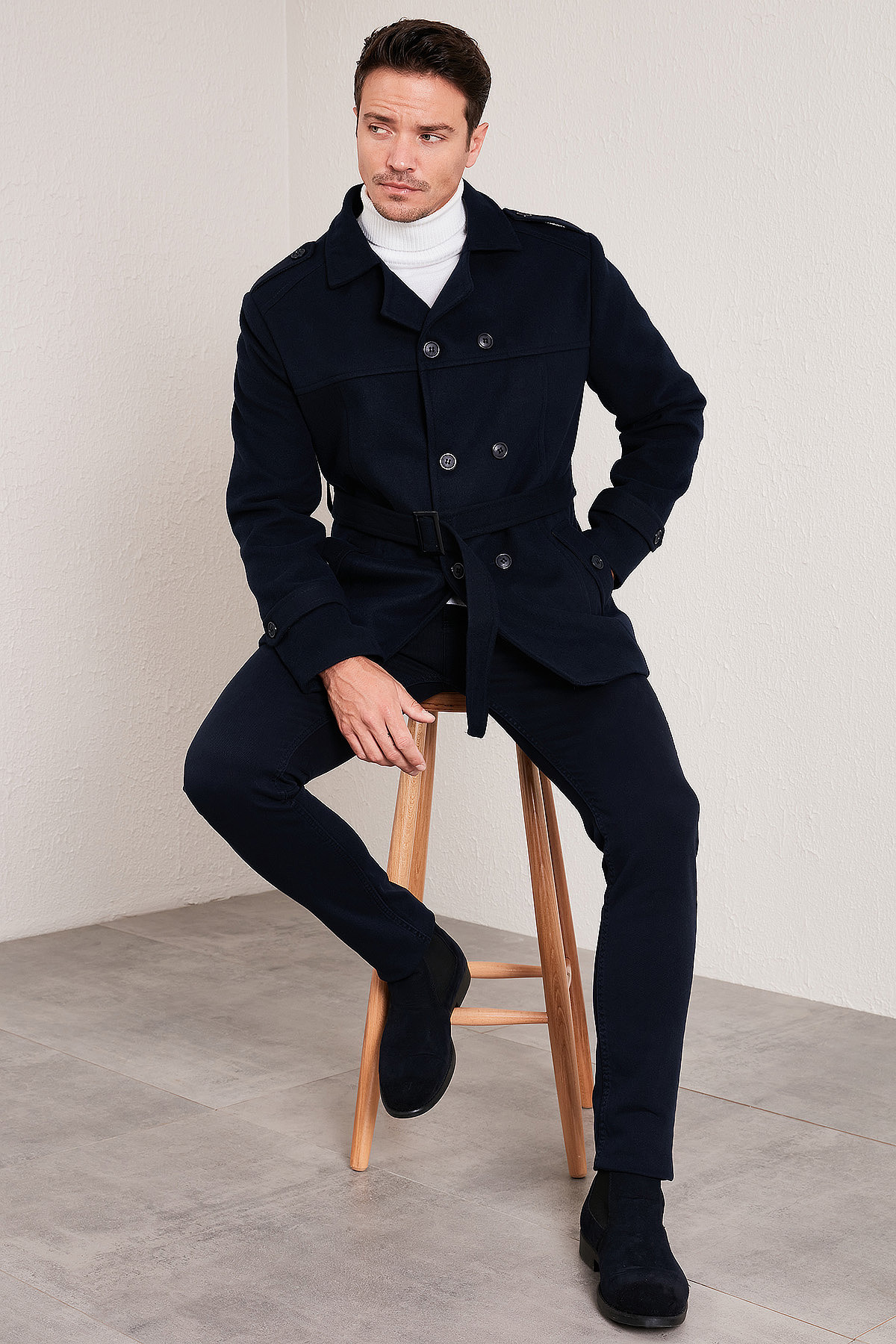 Buratti Slim Fit Cepli Pamuklu Kaşe Kaban Erkek KABAN 5841015 görsel 8