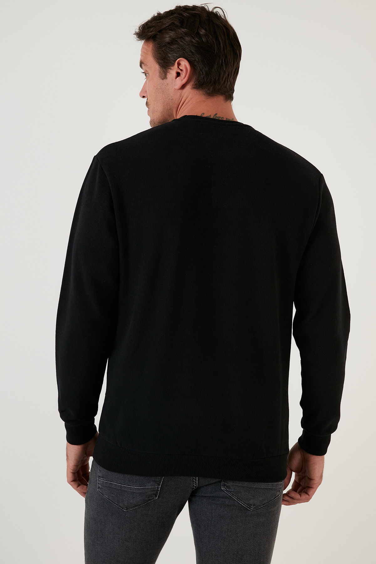 Slim Fit Crew Neck Sweater Sweater مردانه 456201 — مشکی — تصویر 5 از 5