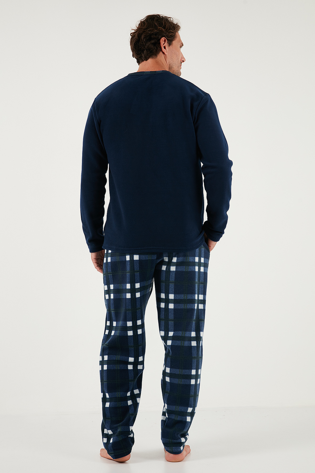 Buratti Regular Fit Bisiklet Yaka Kışlık Yumuşak Dokulu Polar Pijama Takımı Erkek PİJAMA TAKIMI 6096 görsel 7