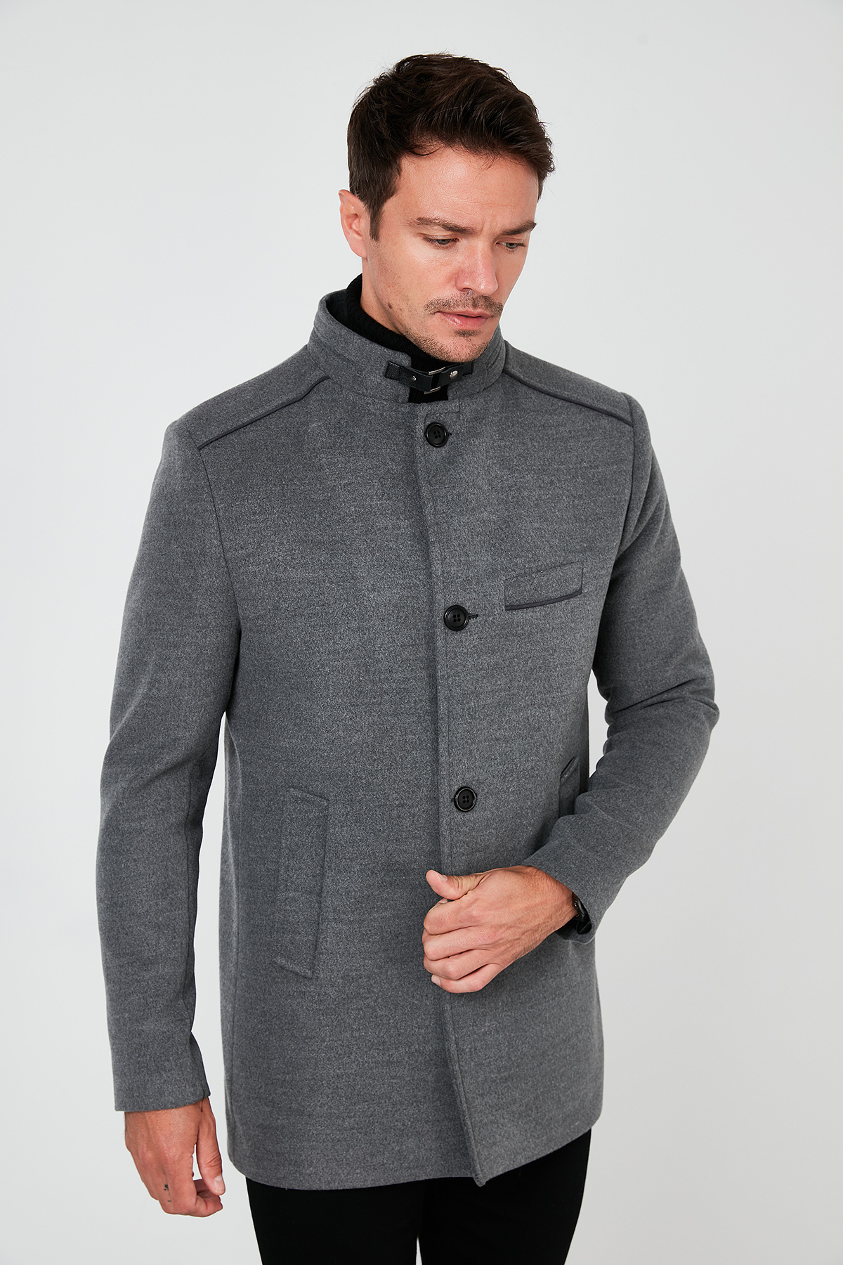 Buratti Slim Fit Pamuklu Kaşe Kaban Erkek KABAN 5841012 görsel 8