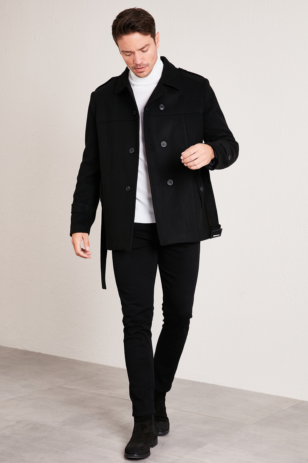 Buratti Slim Fit Cepli Pamuklu Kaşe Kaban Erkek KABAN 5841015 görsel 2