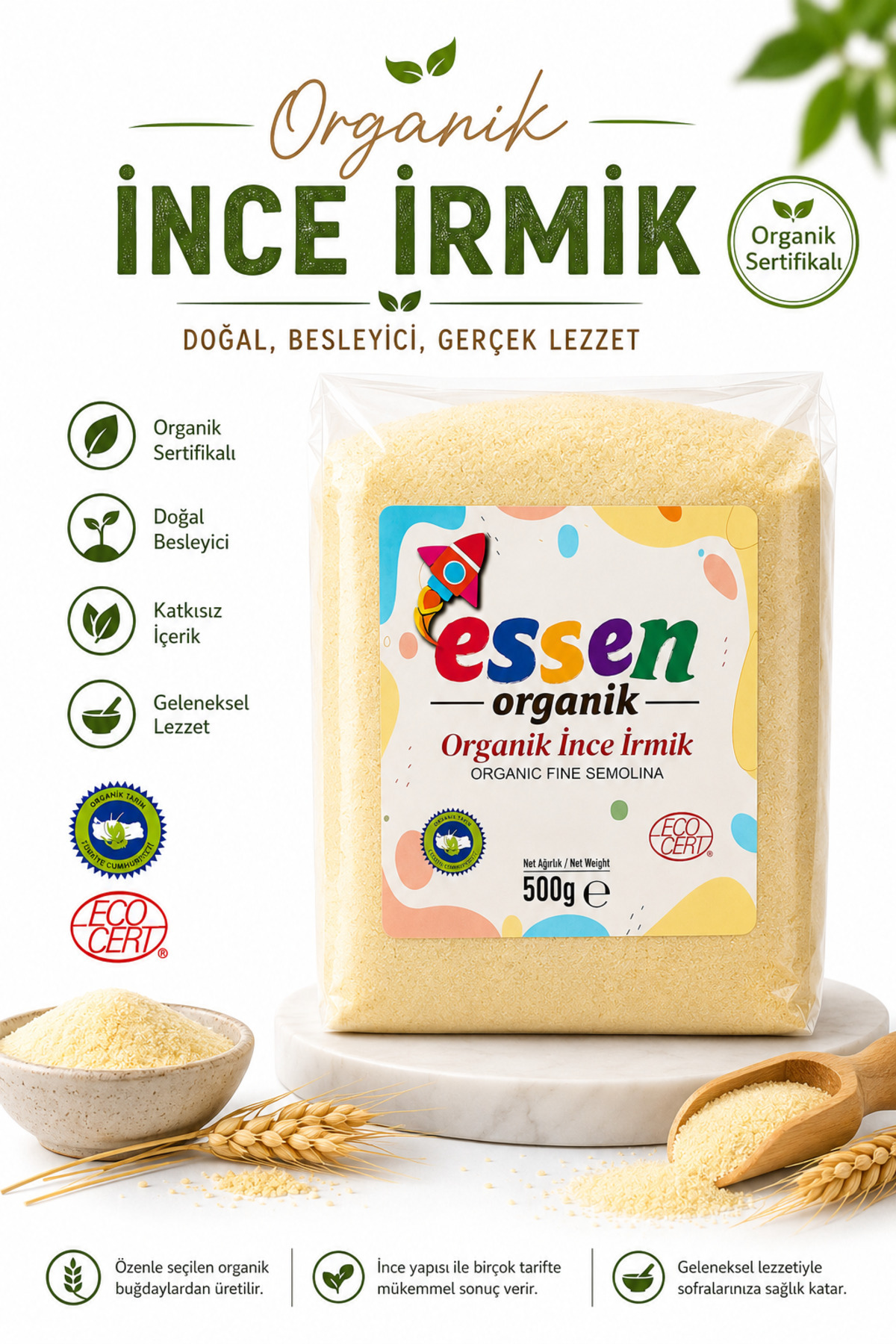 Essen Organik Organik Ince Irmik 500 gr