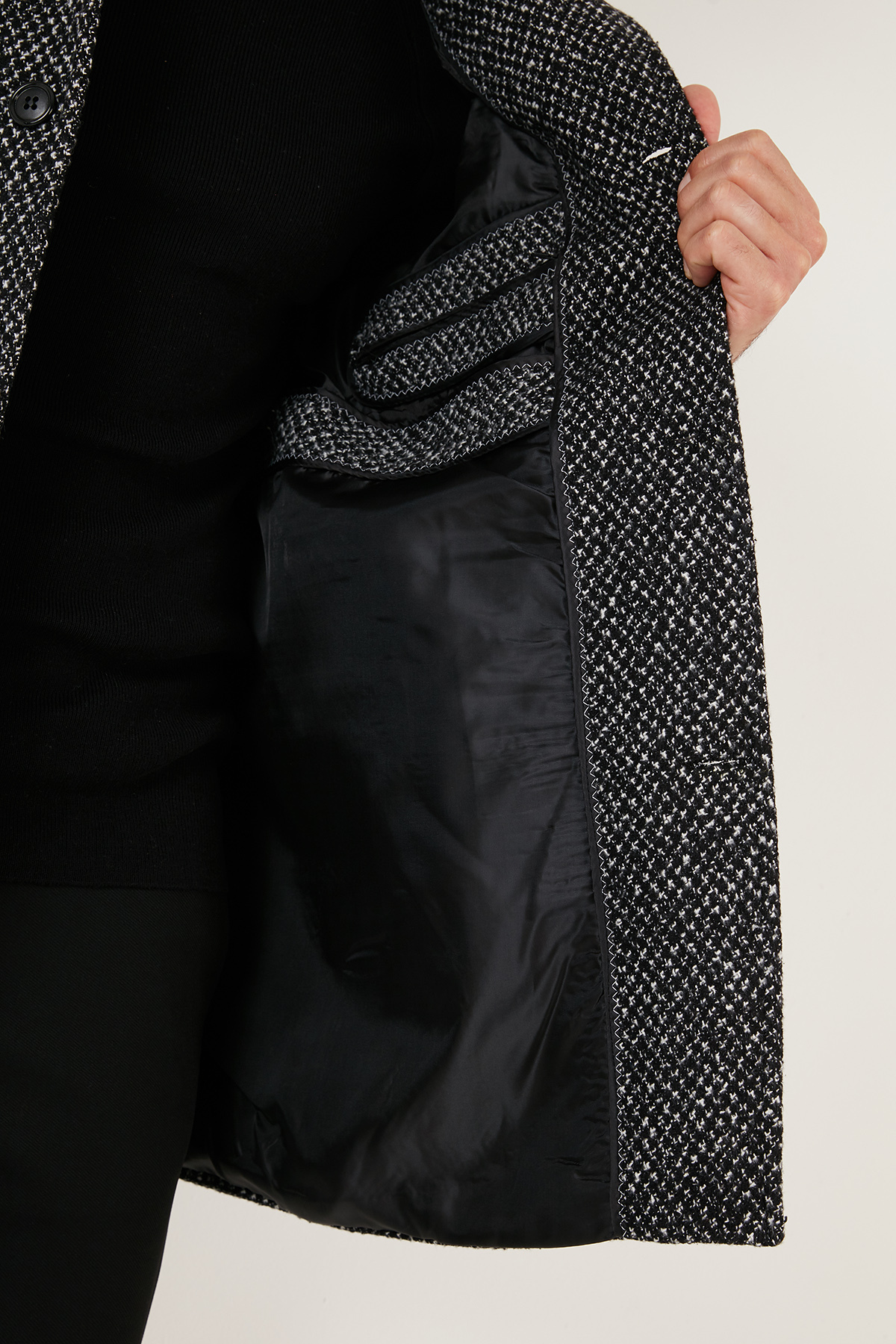 Buratti Düğmeli Dik Yaka Kırçıllı Slim Fit Kaşe Kaban Erkek KABAN 5841016 görsel 5