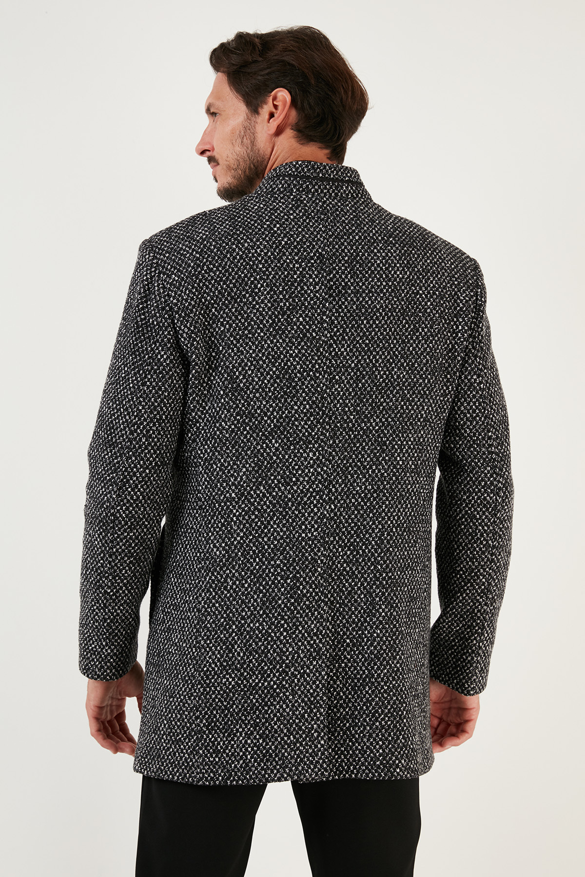 Buratti Düğmeli Dik Yaka Kırçıllı Slim Fit Kaşe Kaban Erkek KABAN 5841016 görsel 6
