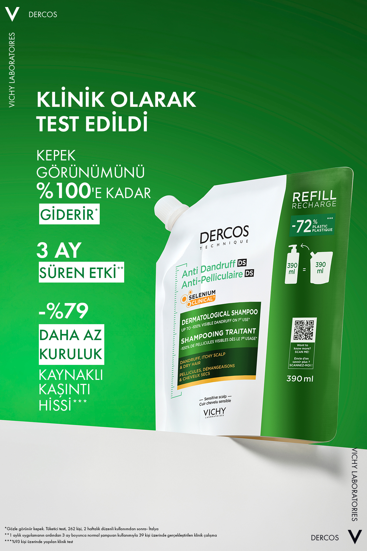 Dercos Anti Dandruff Kuru Saçlar İçin Kepeklenmeye Karşı Etkili Saç Bakım Şampuanı Refill 390 ml — 3337875902847 — تصویر 7 از 9