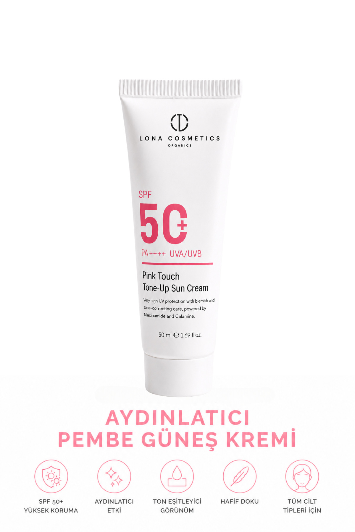 : Güneş Kremi İkili Set: Cilt Tonu Eşitleyici Pink Touch Güneş Kremi SPF 50 & Sebum Dengeleyici Güneş Kremi SPF 50 — LONA-007 — تصویر 3 از 6