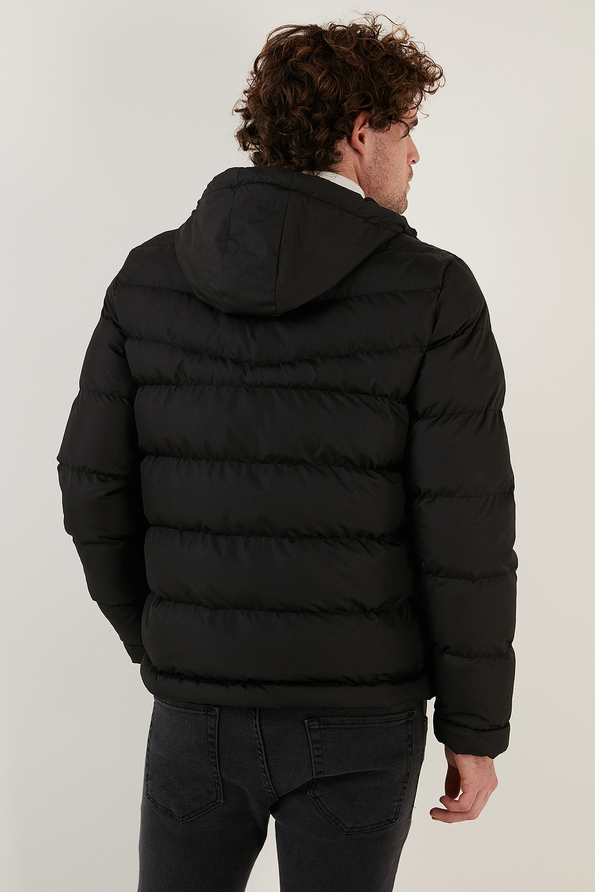 Kapüşonlu Fermuarlı Cepli Slim Fit Mont Erkek Mont 6490001 — مشکی — تصویر 5 از 7