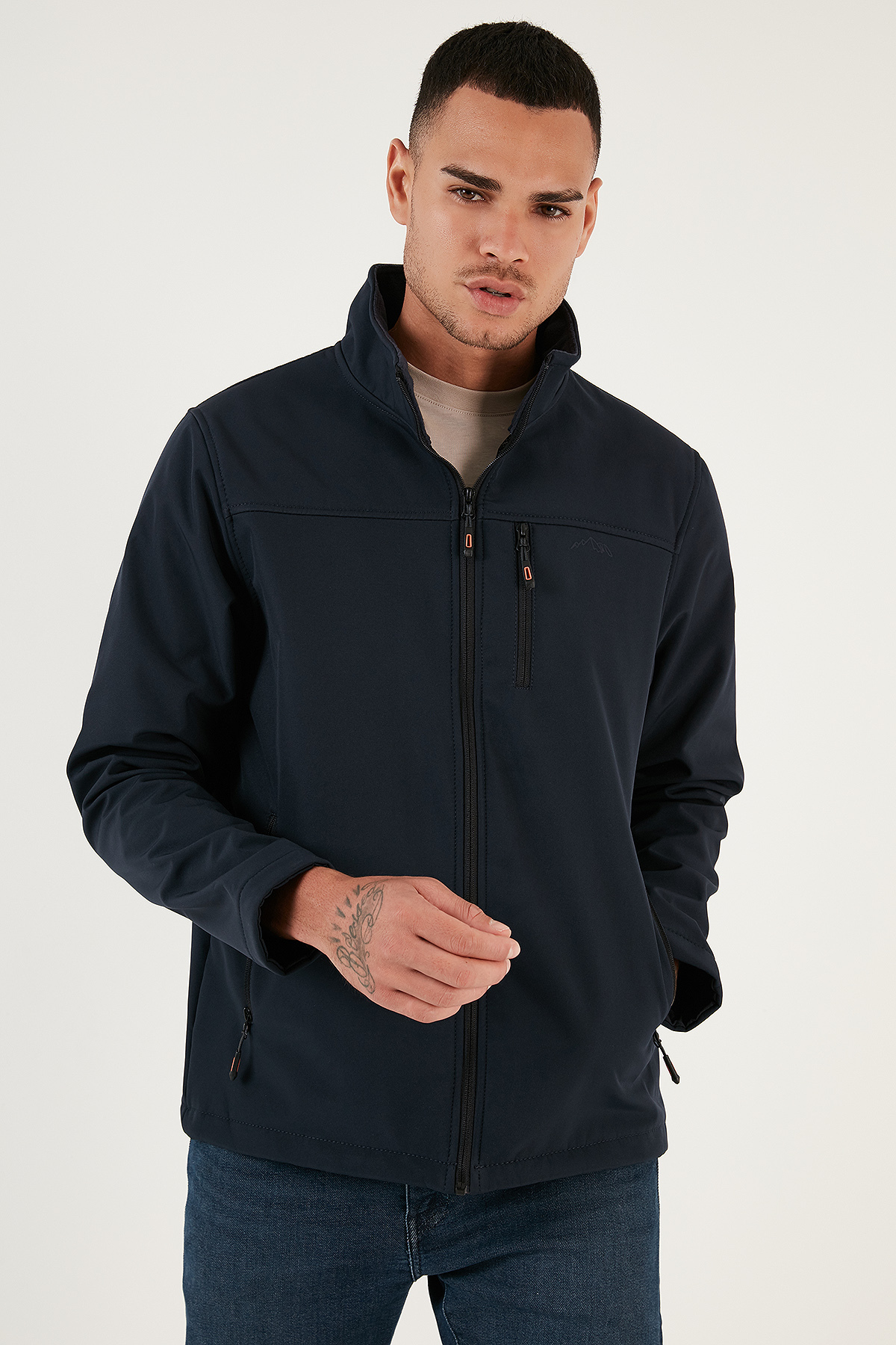 Su Itici Slim Fit Dik Yaka Softshell Ince Mont Erkek Mont 649003 — سرمه‌ای — تصویر 4 از 7