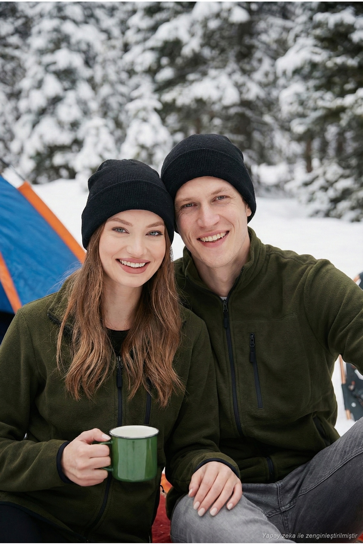 Slim Fit Cepli Fermuarlı Anti-Pilling Tüylenme Yapmayan Soğuk Geçirmez Polar Hırka Unisex HI — خاکی 5906028S1