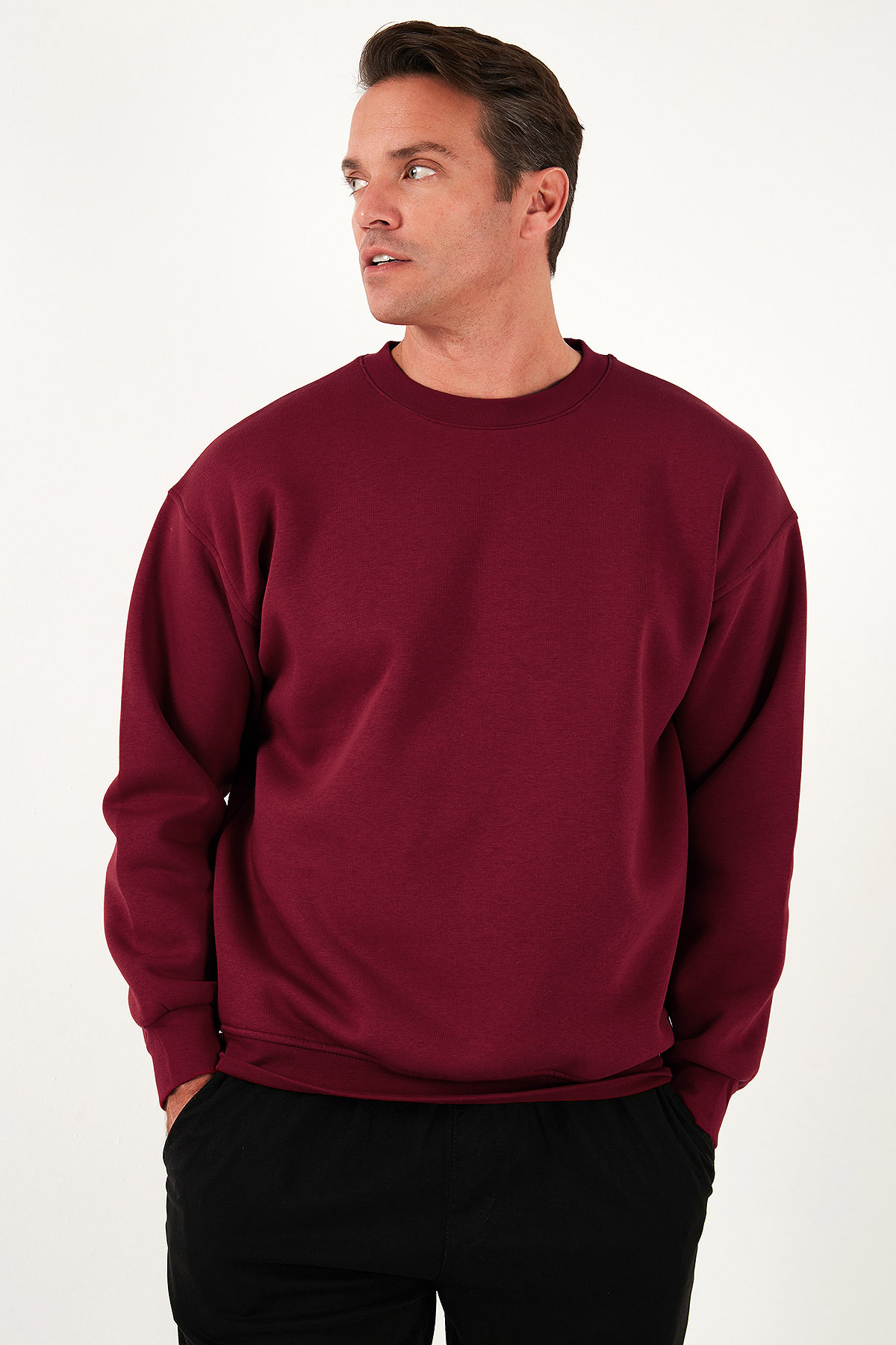 Buratti Regular Fit Bisiklet Yaka Pamuklu İçi Tüylü Yumuşak Şardonlu Sweat Erkek SWEAT 5905255 görsel 3