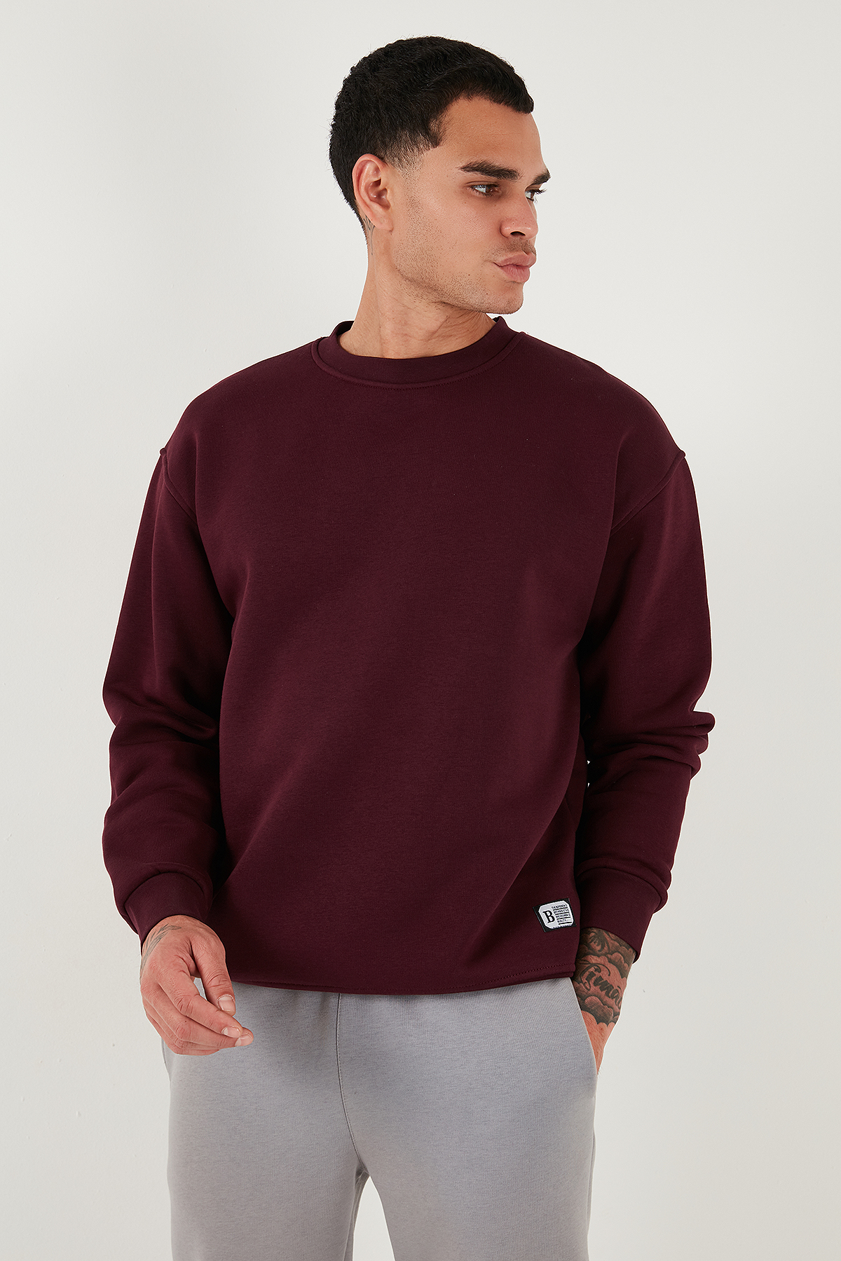 Buratti Regular Fit Bisiklet Yaka Pamuklu İçi Tüylü Yumuşak Şardonlu Sweat Erkek SWEAT 5905255 görsel 5