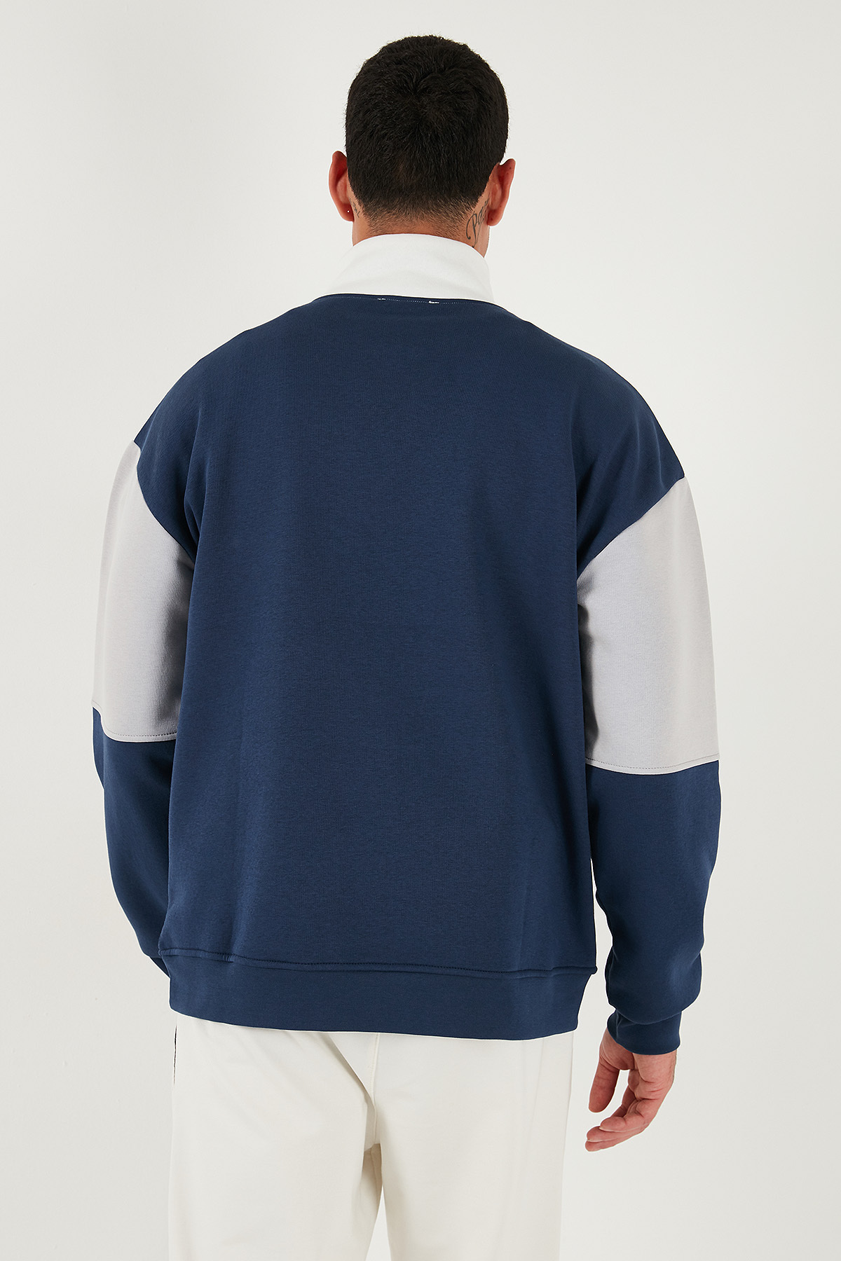 Buratti Renk Bloklu Regular Fit Yarım Fermuarlı Dik Yaka Sweat Erkek SWEAT 5905719 görsel 7