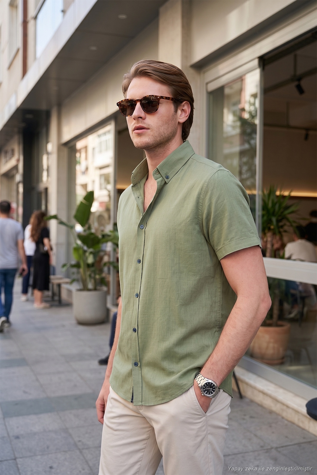 Buratti Cotton Slim Fit Button Collar Short Sleeve Shirt Men Shirt Cf21S 112546