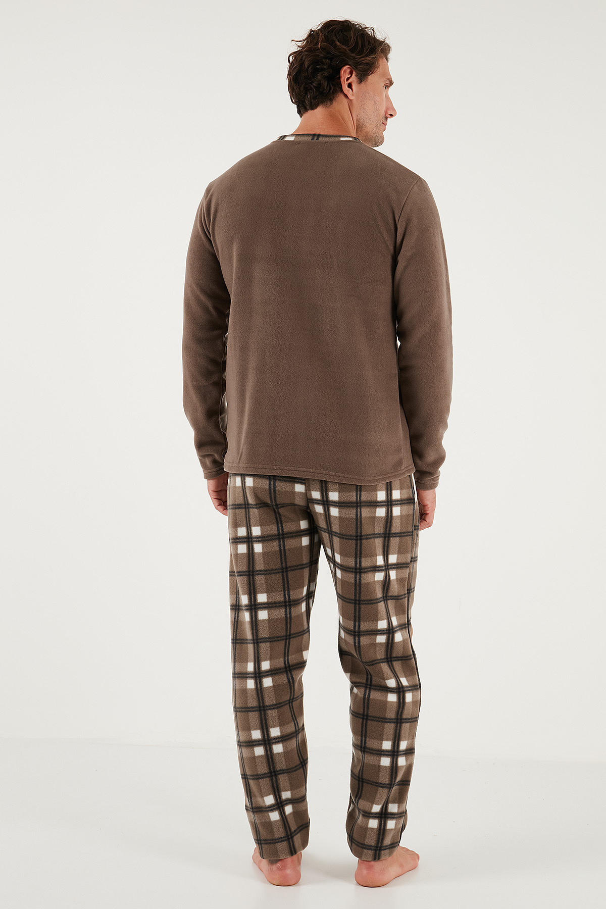 Buratti Ekose Regular Fit Bisiklet Yaka Kışlık Polar Pijama Takımı Erkek PİJAMA TAKIMI 609610013W4 görsel 7