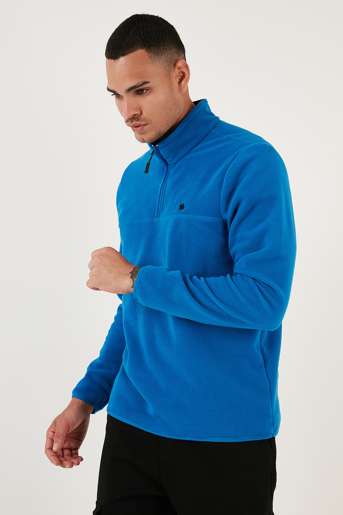Slim Fit Anti-Pilling یقه خفاشی غیر کرکی POLAR مردانه پشمی مقاوم در برابر سرما — سرمه‌ای 5906001 — تصویر 6 از 7