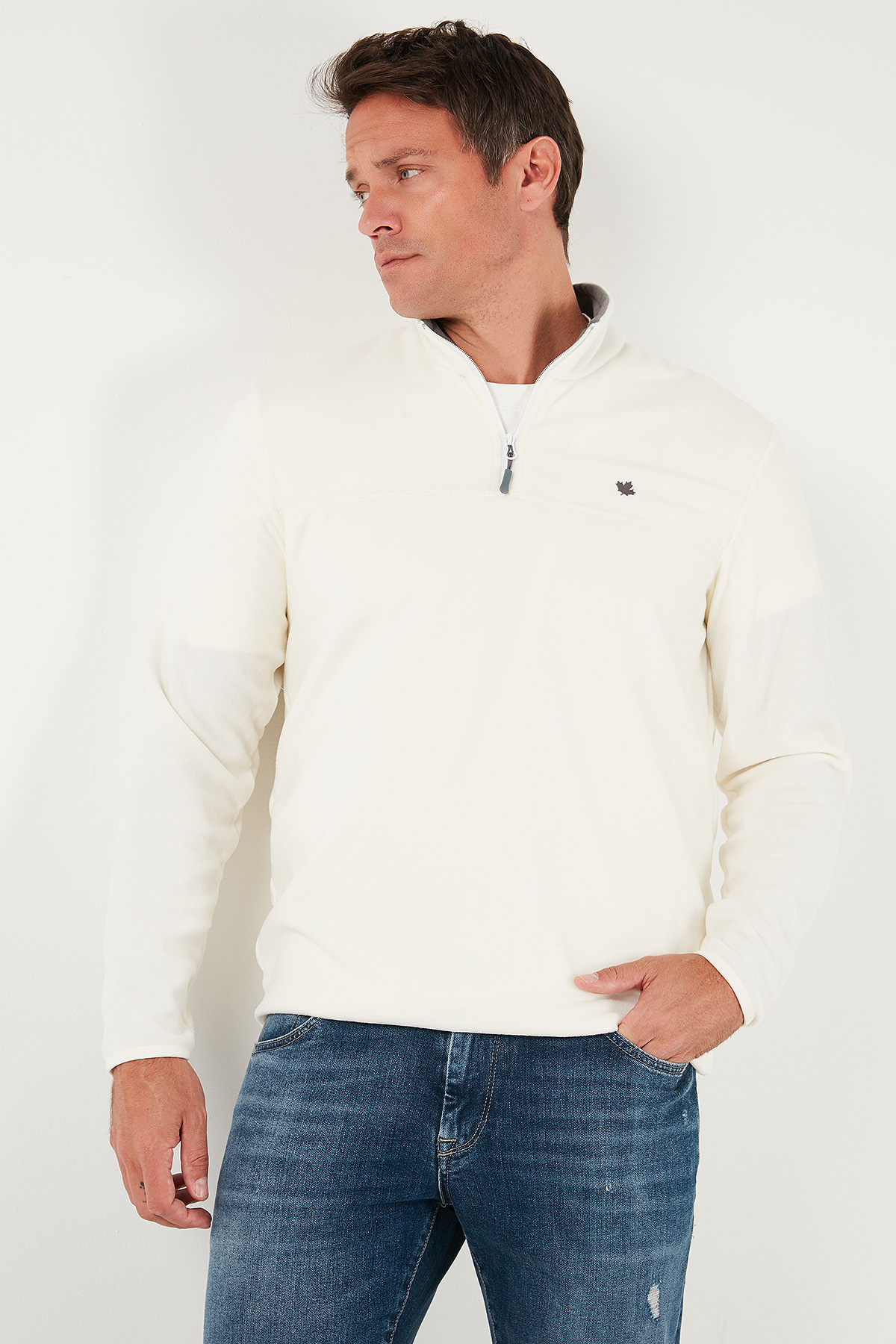 Buratti Slim Fit Anti-Pilling Tüylenme Yapmayan Bato Yaka Soğuk Geçirmez Şardonlu Polar Erkek POLAR görsel 5