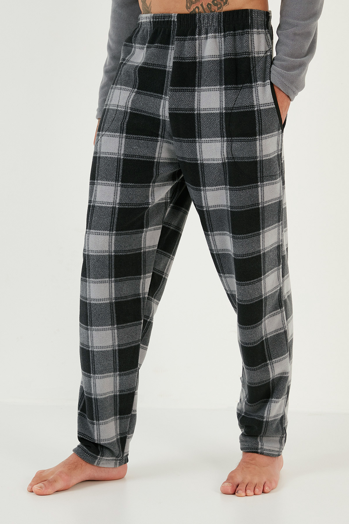 Buratti Ekose Regular Fit Bisiklet Yaka Kışlık Polar Pijama Takımı Erkek PİJAMA TAKIMI 609610013W4 görsel 4