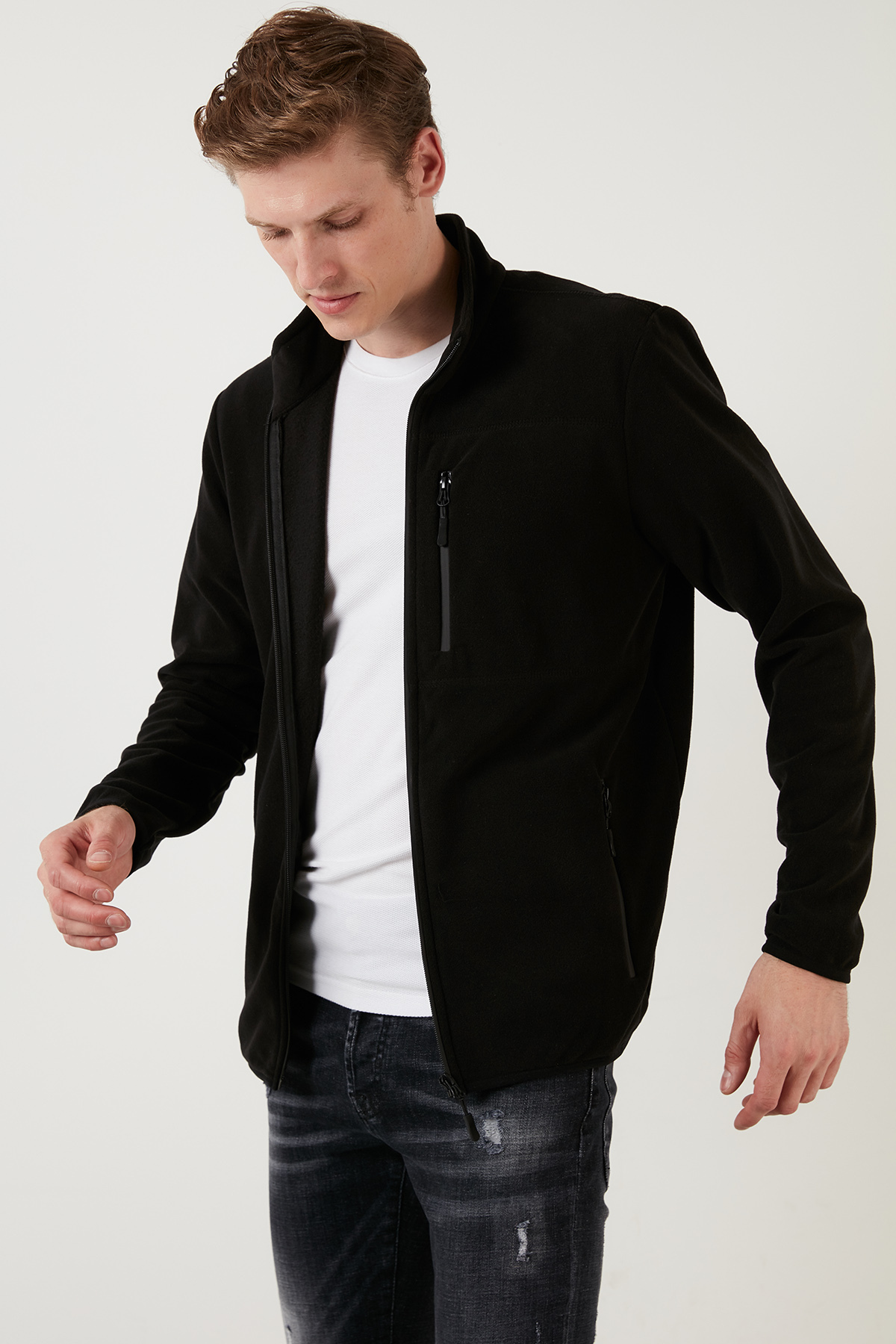 Buratti Slim Fit Fermuarlı Cepli Dik Yaka Soğuk Geçirmez Polar Hırka Erkek HIRKA 5906028 görsel 2