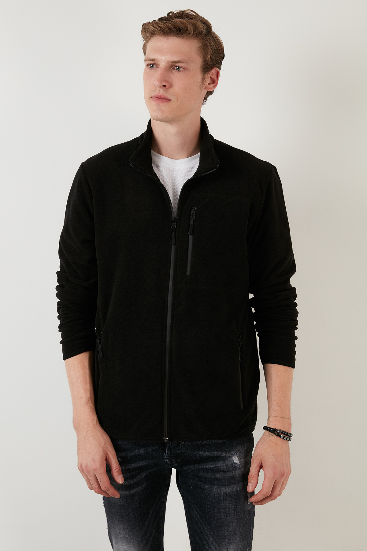 Buratti Slim Fit Fermuarlı Cepli Dik Yaka Soğuk Geçirmez Polar Hırka Erkek HIRKA 5906028 görsel 7