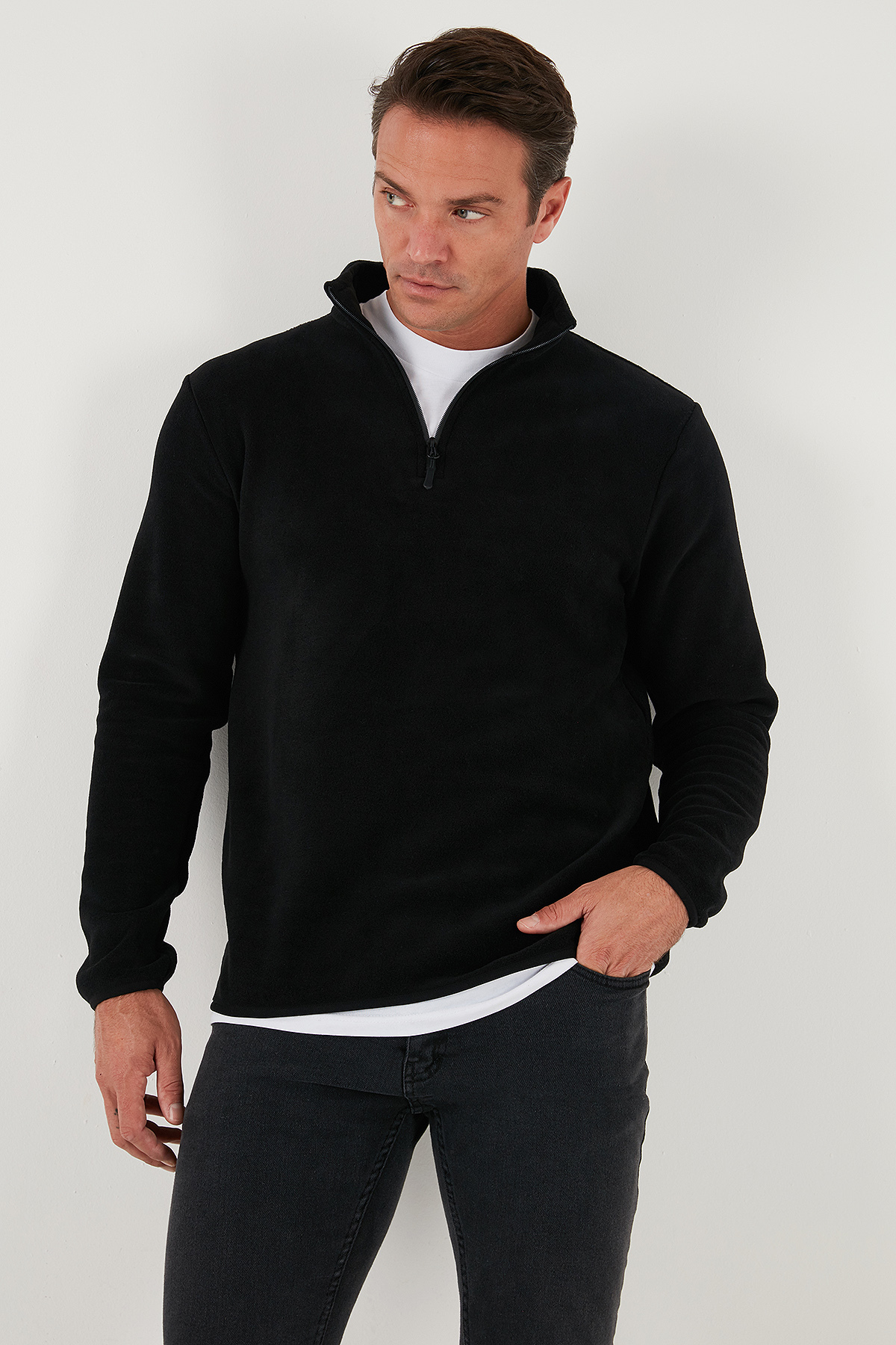 Buratti Slim Fit Yarım Fermuarlı Dik Yaka Soğuk Geçirmez Polar Erkek POLAR 5906003 görsel 4