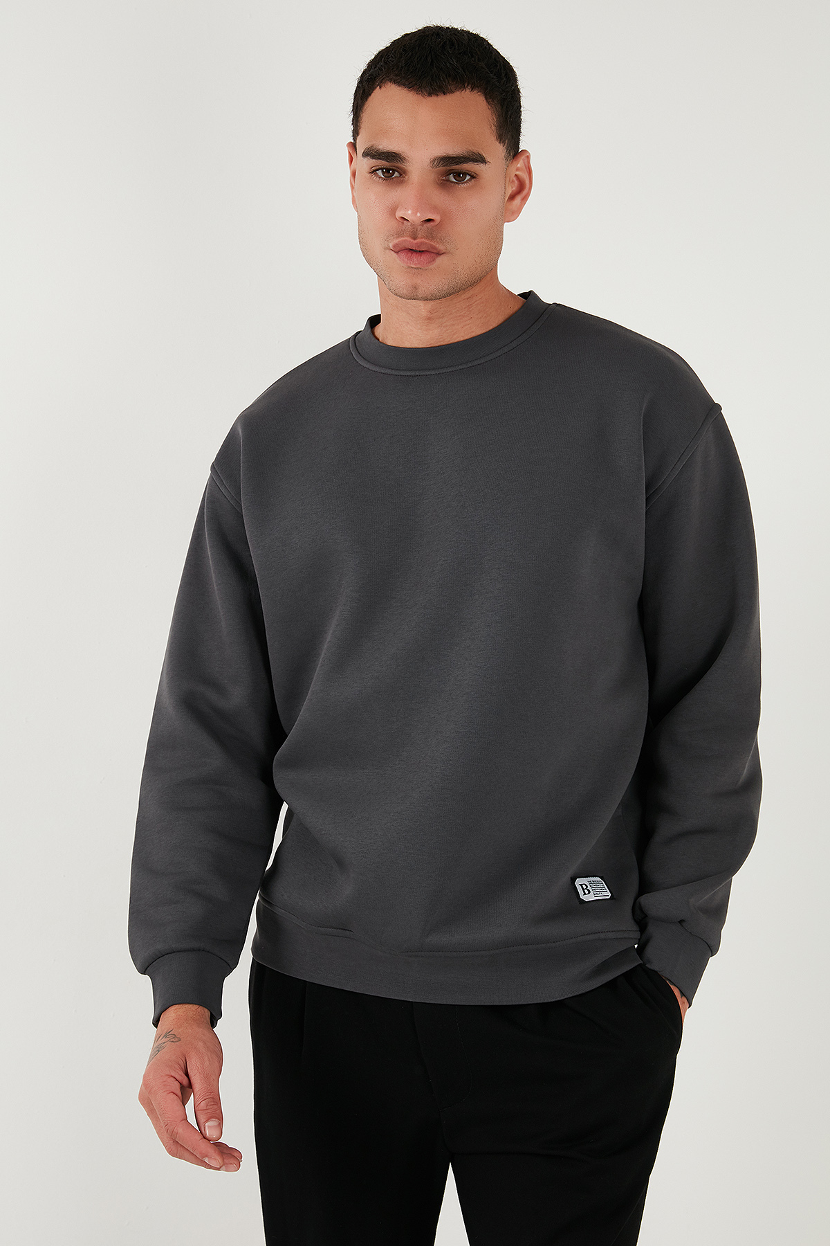 Buratti Regular Fit Bisiklet Yaka Pamuklu İçi Tüylü Yumuşak Şardonlu Sweat Erkek SWEAT 5905255 görsel 4