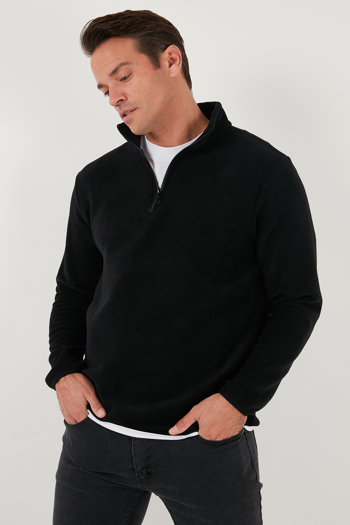 Buratti Slim Fit Yarım Fermuarlı Dik Yaka Soğuk Geçirmez Polar Erkek POLAR 5906003 görsel 5