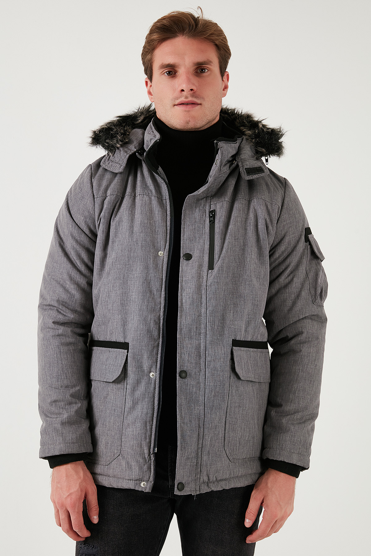 Buratti Peluş Astarlı Suya ve Rüzgara Dayanıklı Soğuk Geçirmez Slim Fit Mont Erkek MONT 5711051 görsel 3