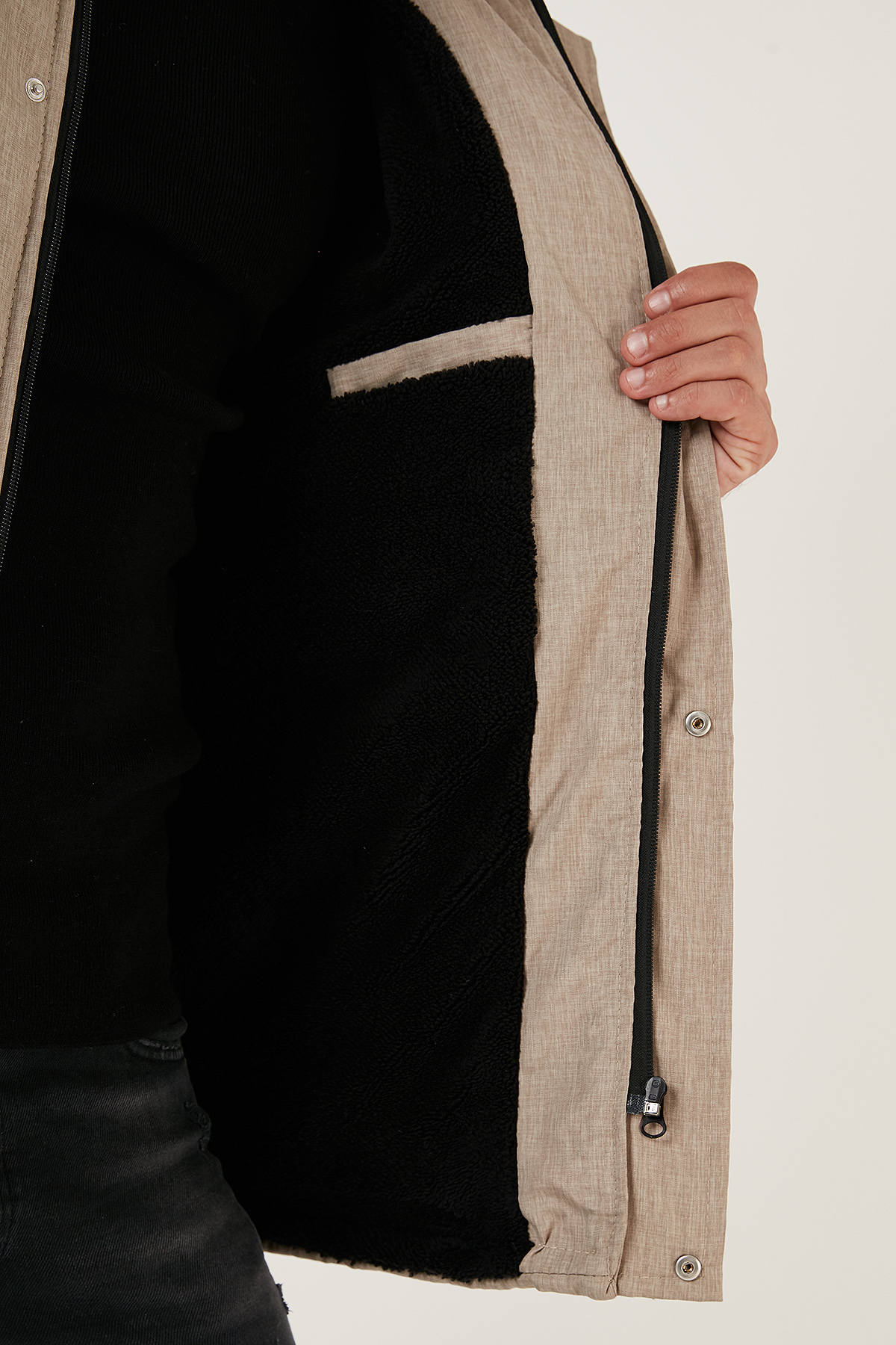 Buratti Peluş Astarlı Suya ve Rüzgara Dayanıklı Soğuk Geçirmez Slim Fit Mont Erkek MONT 5711051 görsel 6
