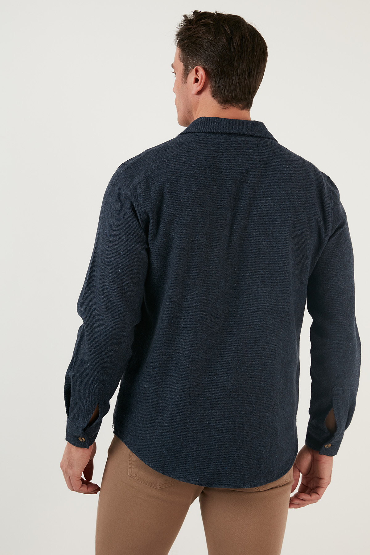 Buratti Erkek Lacivert Çift Cepli Fermuarlı Slim Fit Kışlık Gömlek Cf21w112925 görsel 4