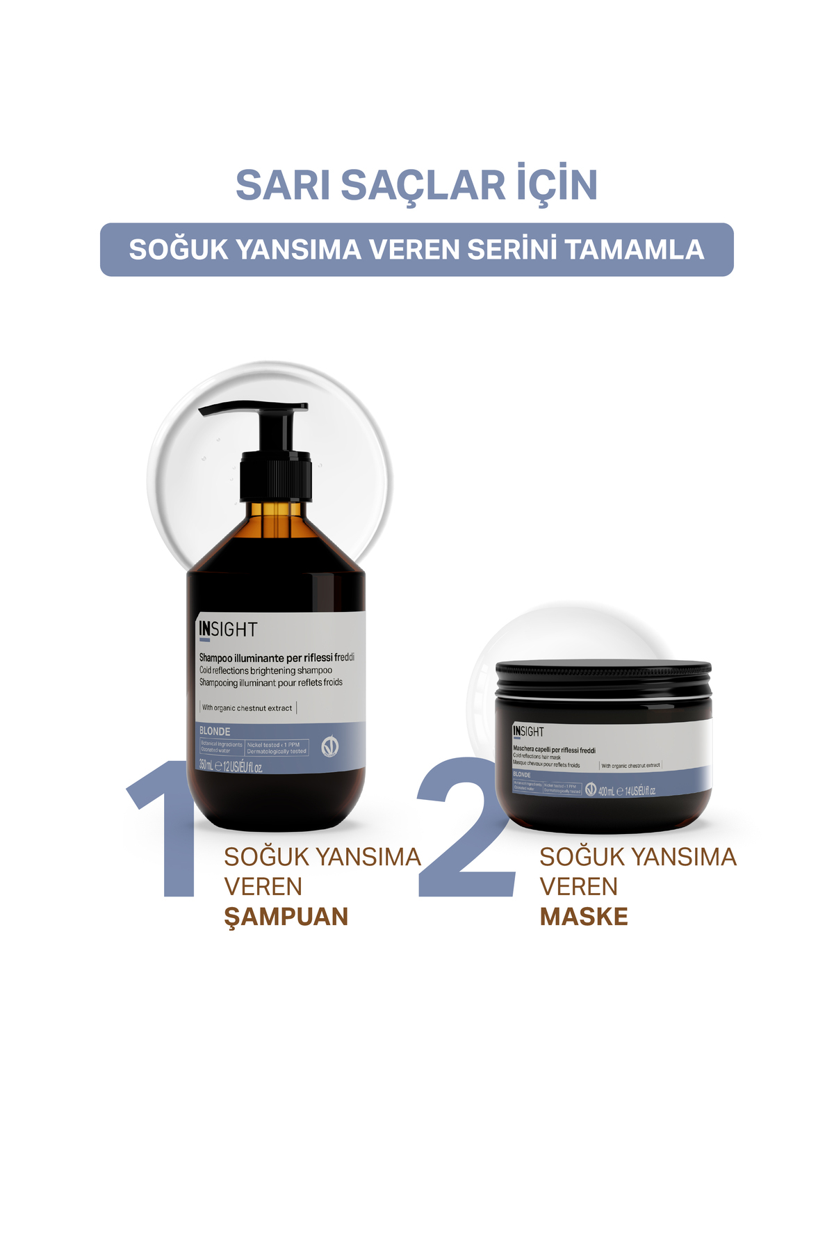 Sarı Saçlar için Soğuk Yansıma Veren Maske 400 ml. — IBL212 — تصویر 6 از 7