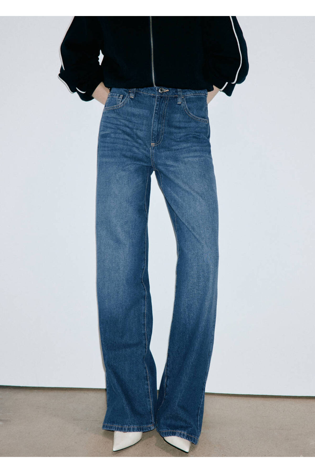 MANGO Woman Danila wide leg yüksek belli jean