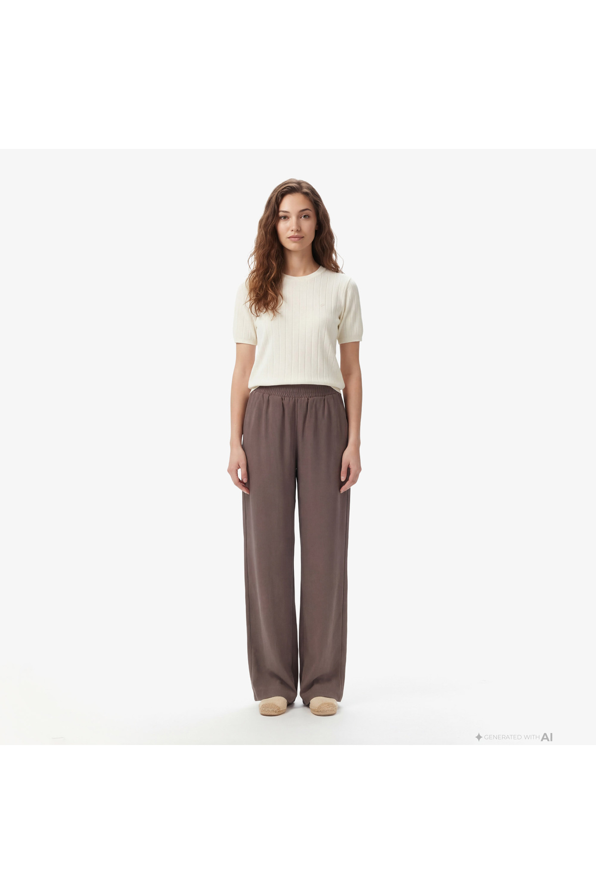 Nautica Kadın Krem Slim Fit Triko görsel 3