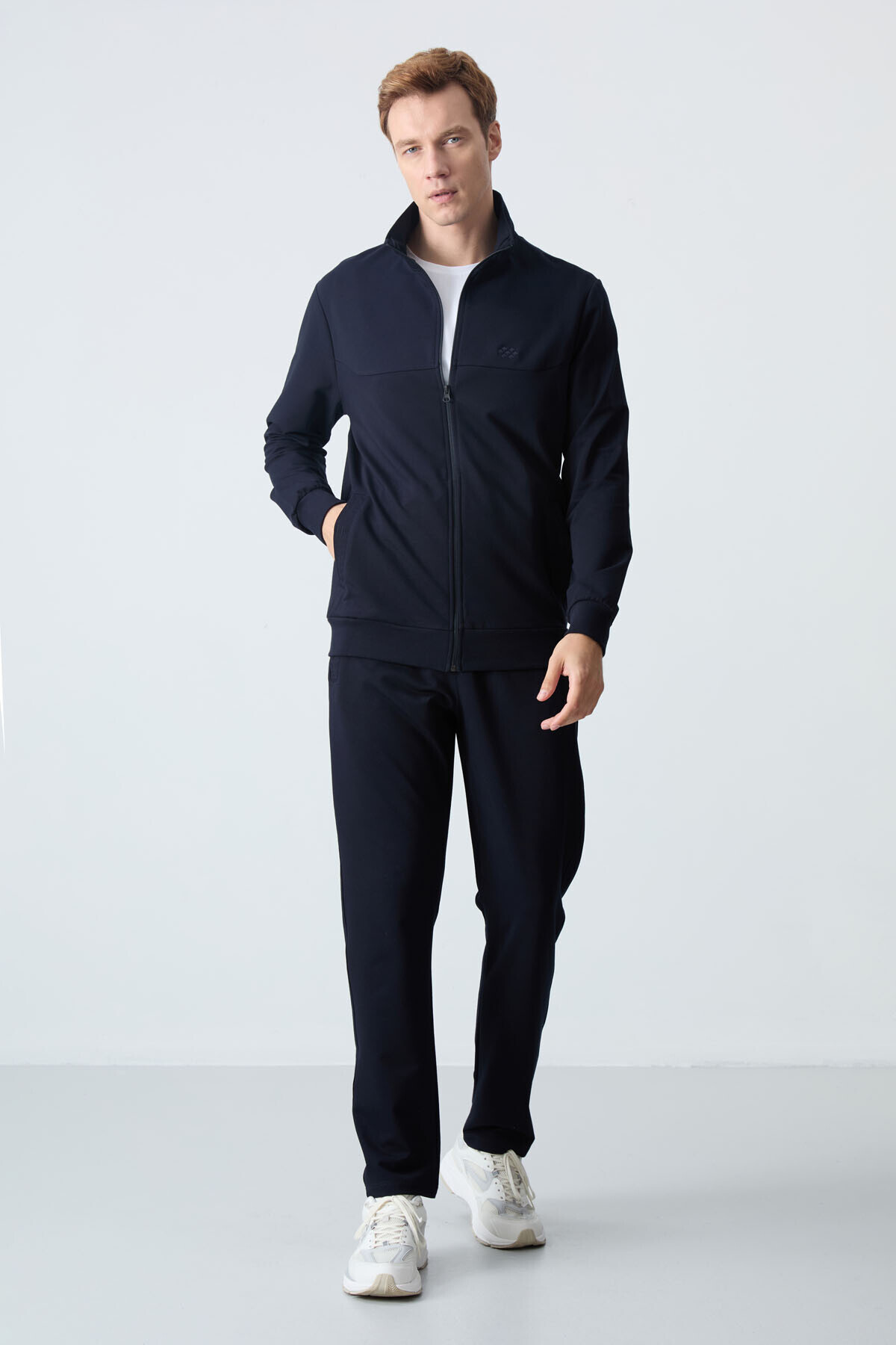 TOMMY LIFE Lacivert Pamuklu Kalın Yumuşak Dokulu Comfort Fit Basic Erkek Eşofman Takım - 85260 görsel 2