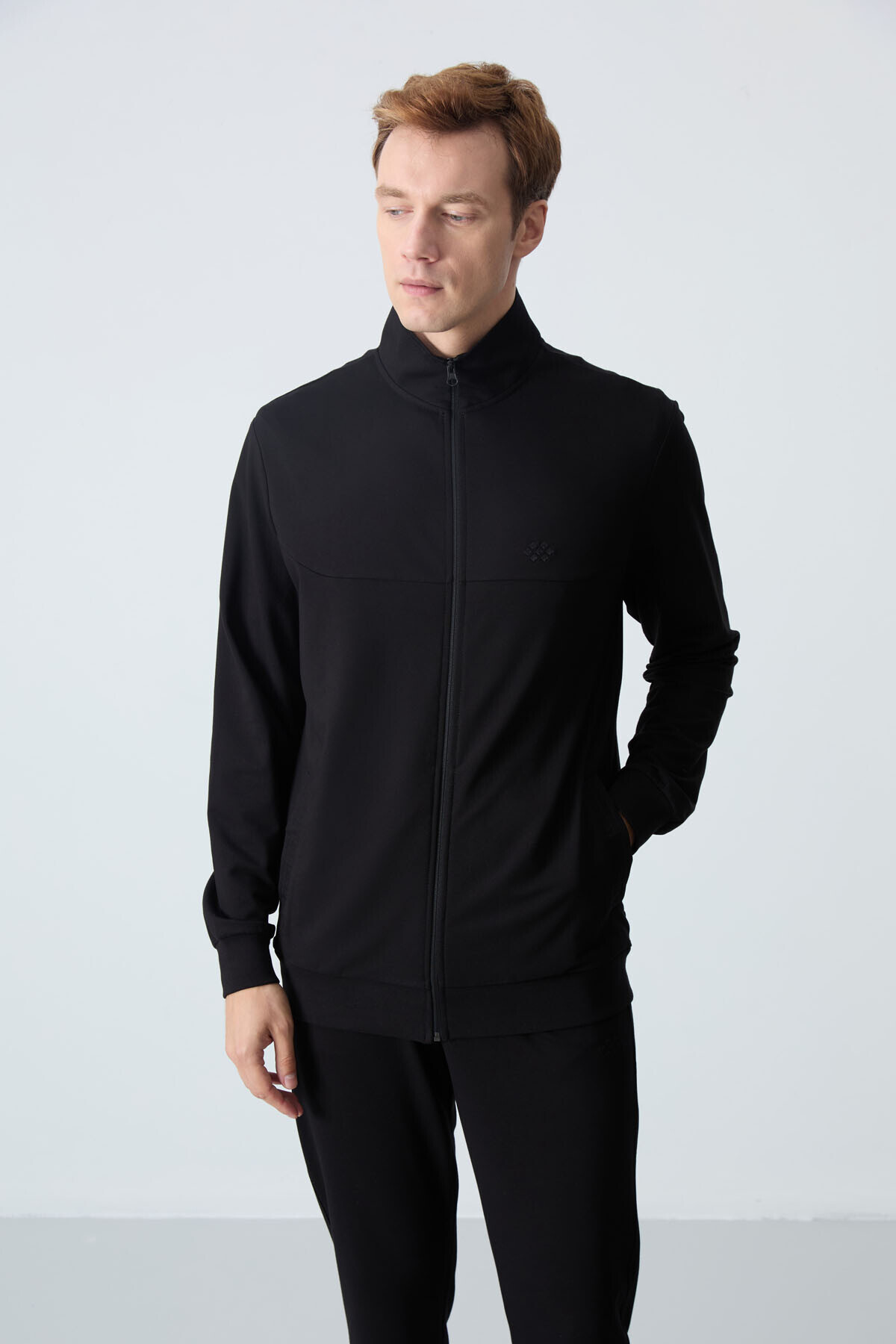 TOMMY LIFE Siyah Pamuklu Kalın Yumuşak Dokulu Comfort Fit Basic Erkek Eşofman Takım - 85260 görsel 3