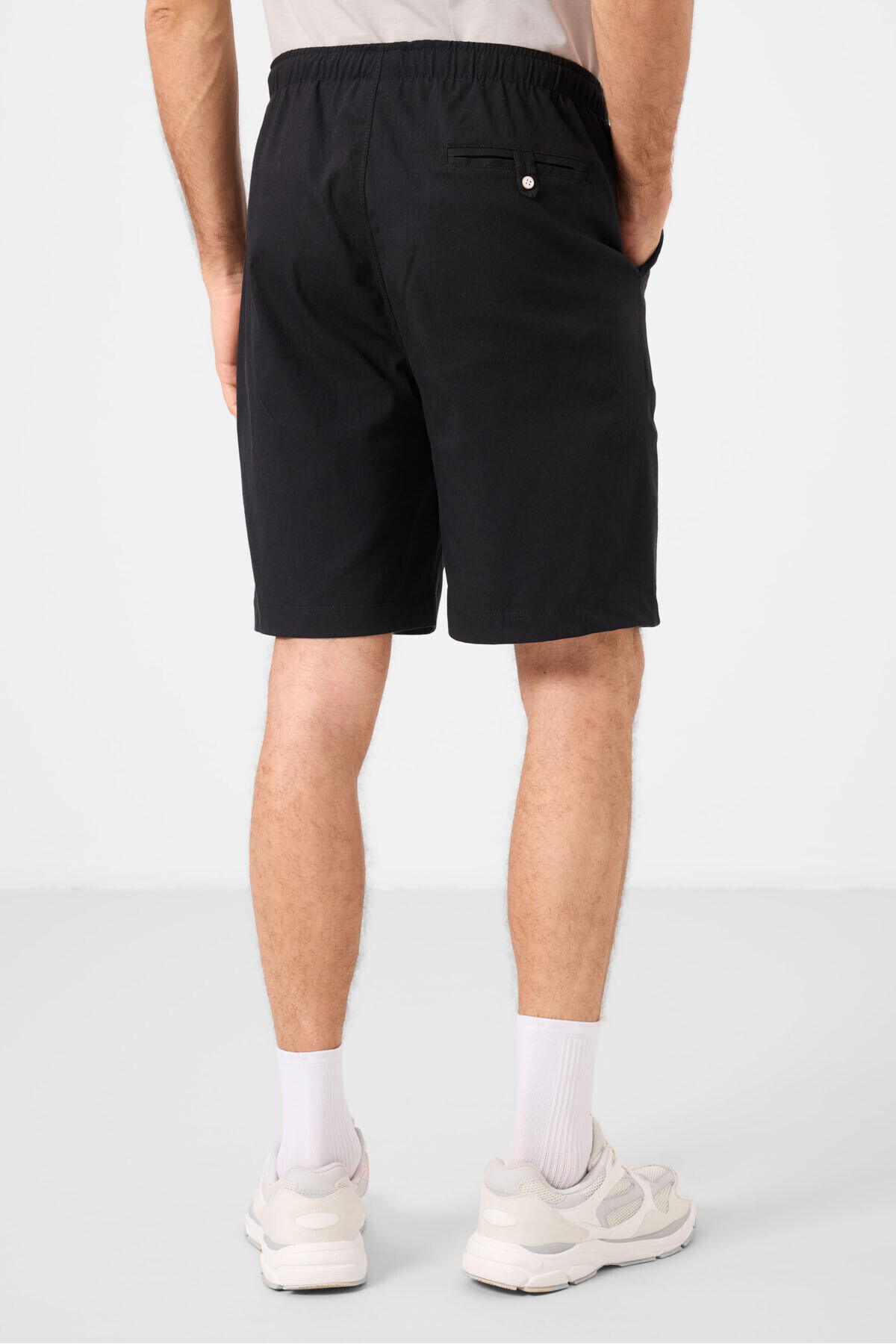 TOMMY LIFE Siyah Standart Fit Dokuma Hafif Esnek Chino Erkek Şort - 81291 görsel 7
