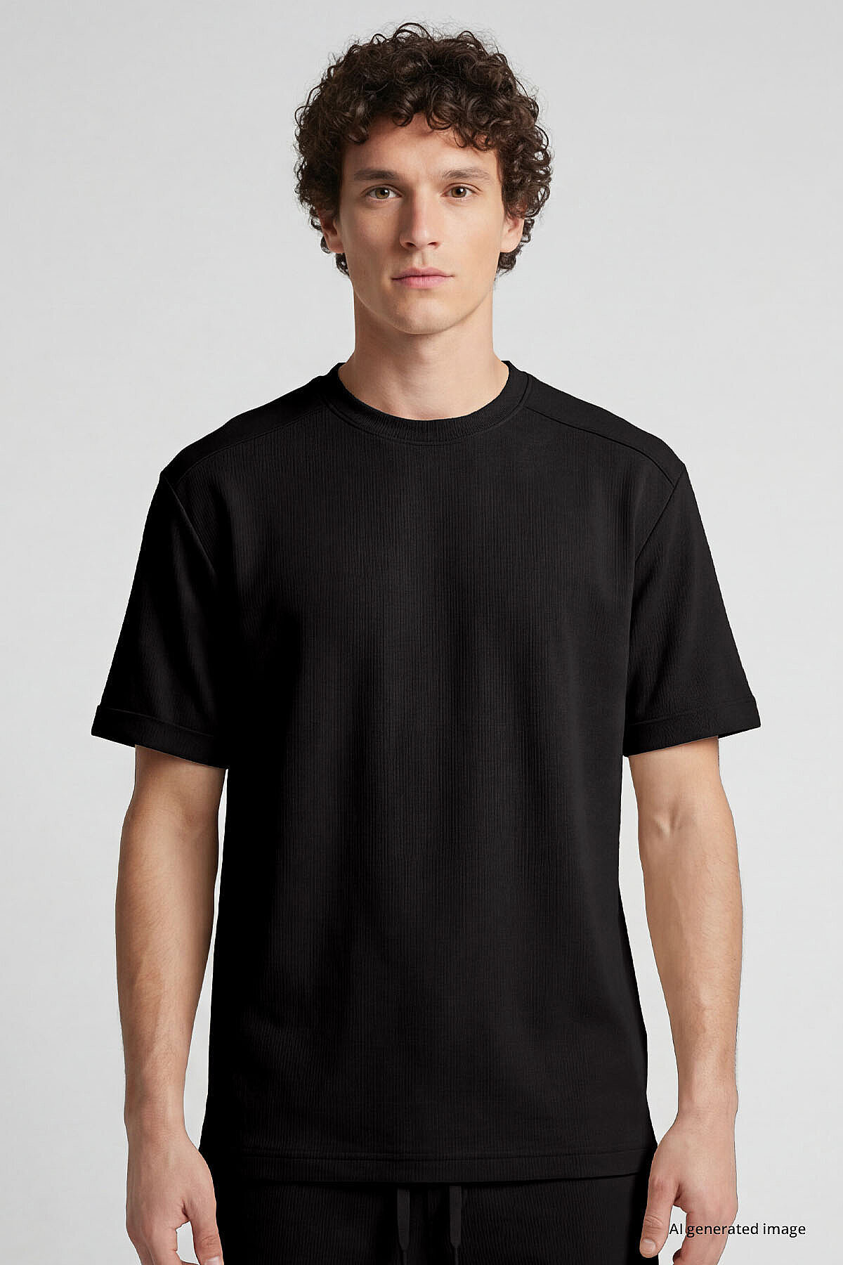 Siyah Oversize Fit Yumuşak Dokulu Basic Erkek Şort Takım - 85274 — رنگارنگ T17ER-85274 — تصویر 2 از 4
