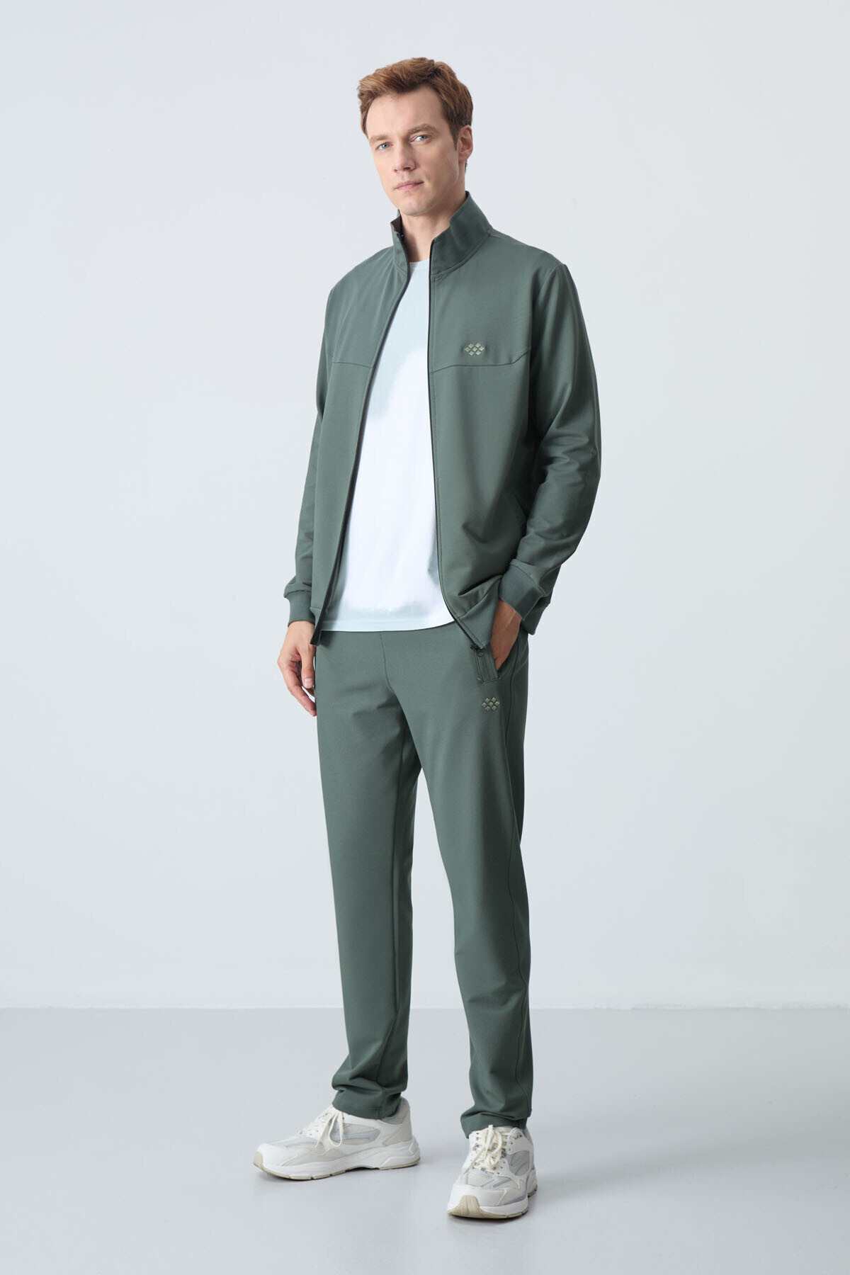 TOMMY LIFE Haki Pamuklu Kalın Yumuşak Dokulu Comfort Fit Basic Erkek Eşofman Takım - 85260