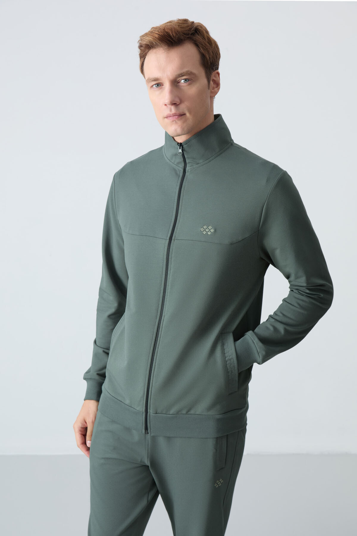 TOMMY LIFE Haki Pamuklu Kalın Yumuşak Dokulu Comfort Fit Basic Erkek Eşofman Takım - 85260 görsel 8