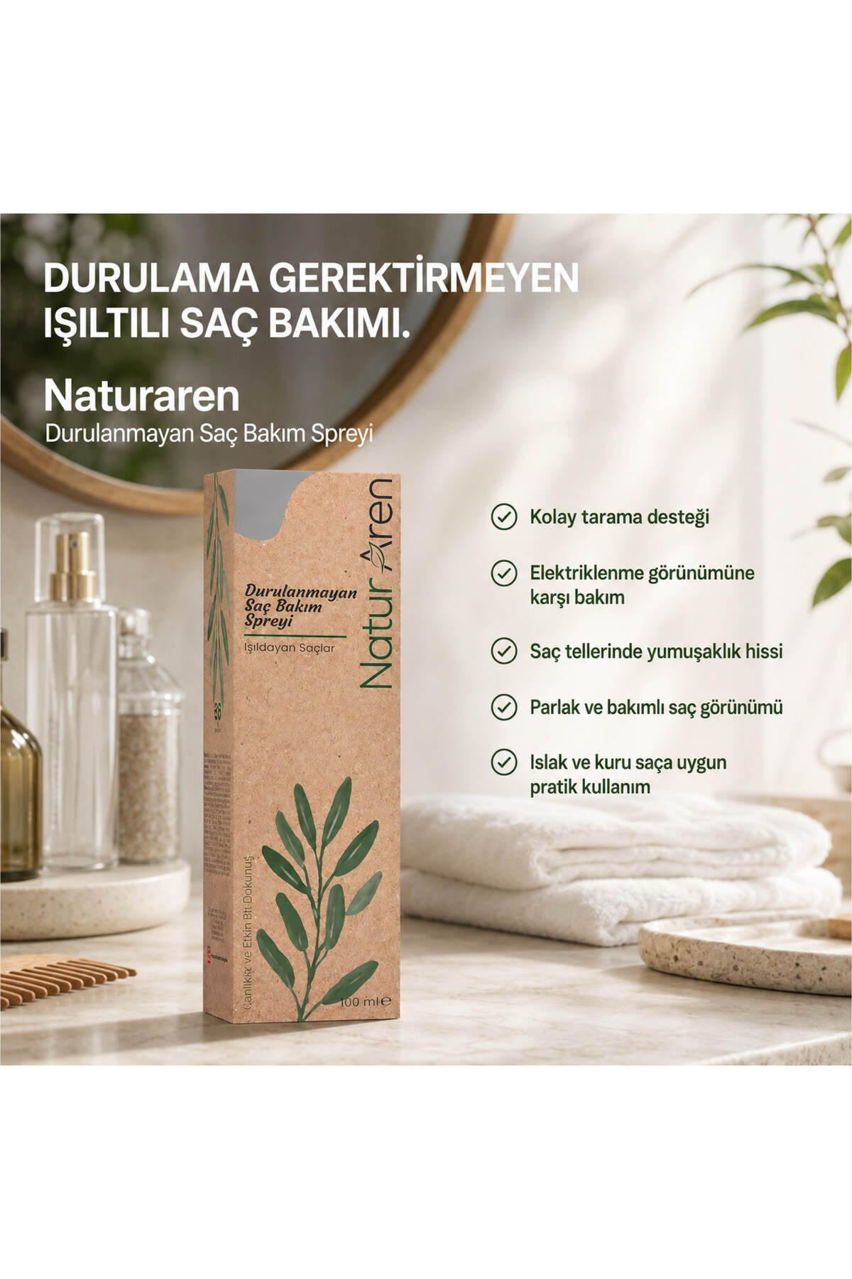 Durulanmayan Saç Bakım Spreyi - Kırılmalara ve Isıya Karşı Koruma 100 ML — 8682887518278 — تصویر 4 از 8
