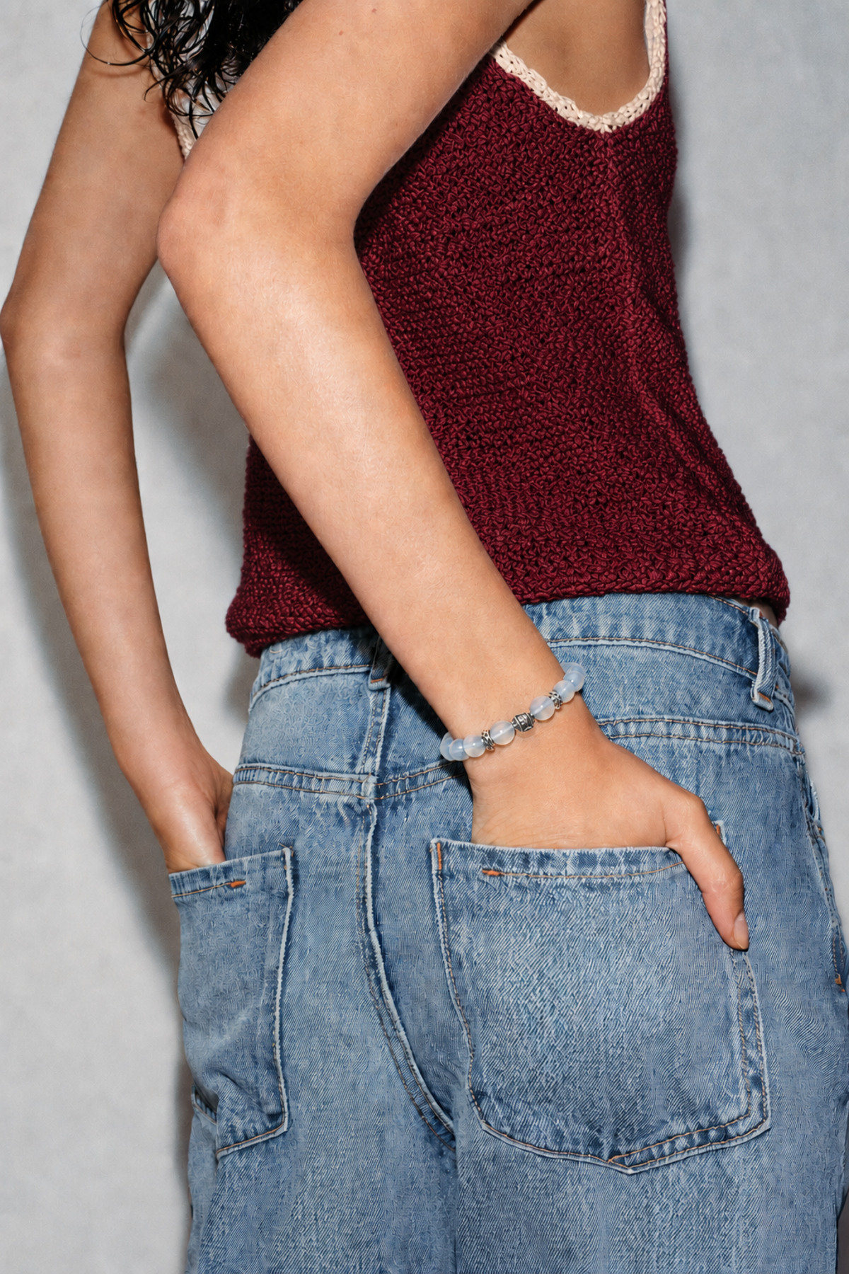 Alnis Atelier Ay Taşı Doğal Taş Bileklik | Gerçek Doğal Taş Unisex Kadın Erkek El Yapımı Minimal Günlük Bileklik görsel 2