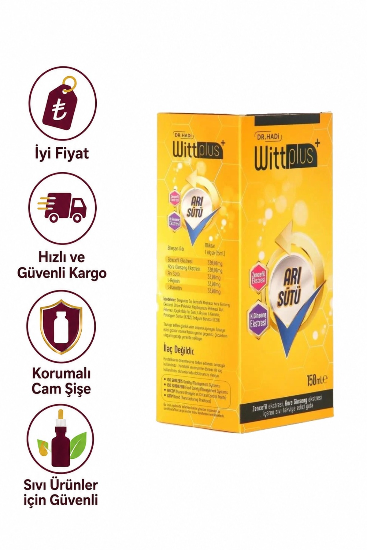DR HADI Wittplus Arı Sütü 150ml - Fiyatı, Yorumları