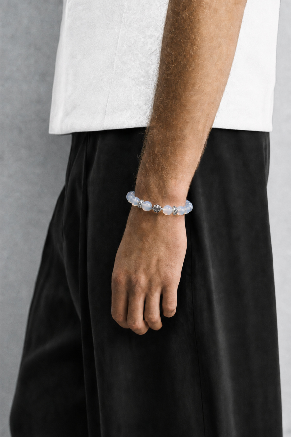 Alnis Atelier Ay Taşı Doğal Taş Bileklik | Gerçek Doğal Taş Unisex Kadın Erkek El Yapımı Minimal Günlük Bileklik görsel 4