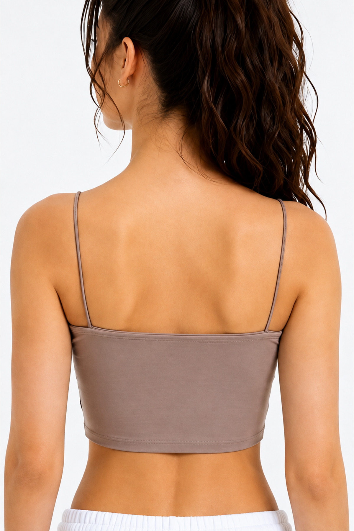 OWNME Kadın ince Ip Askılı çift katli Crop Bluz , Basic Büstiyer görsel 4