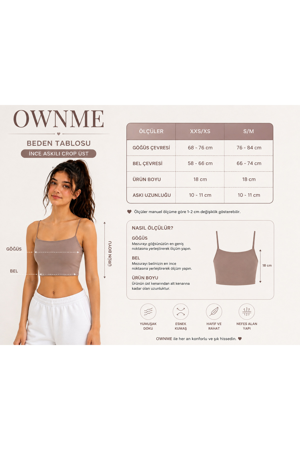 OWNME Kadın ince Ip Askılı çift katli Crop Bluz , Basic Büstiyer görsel 7