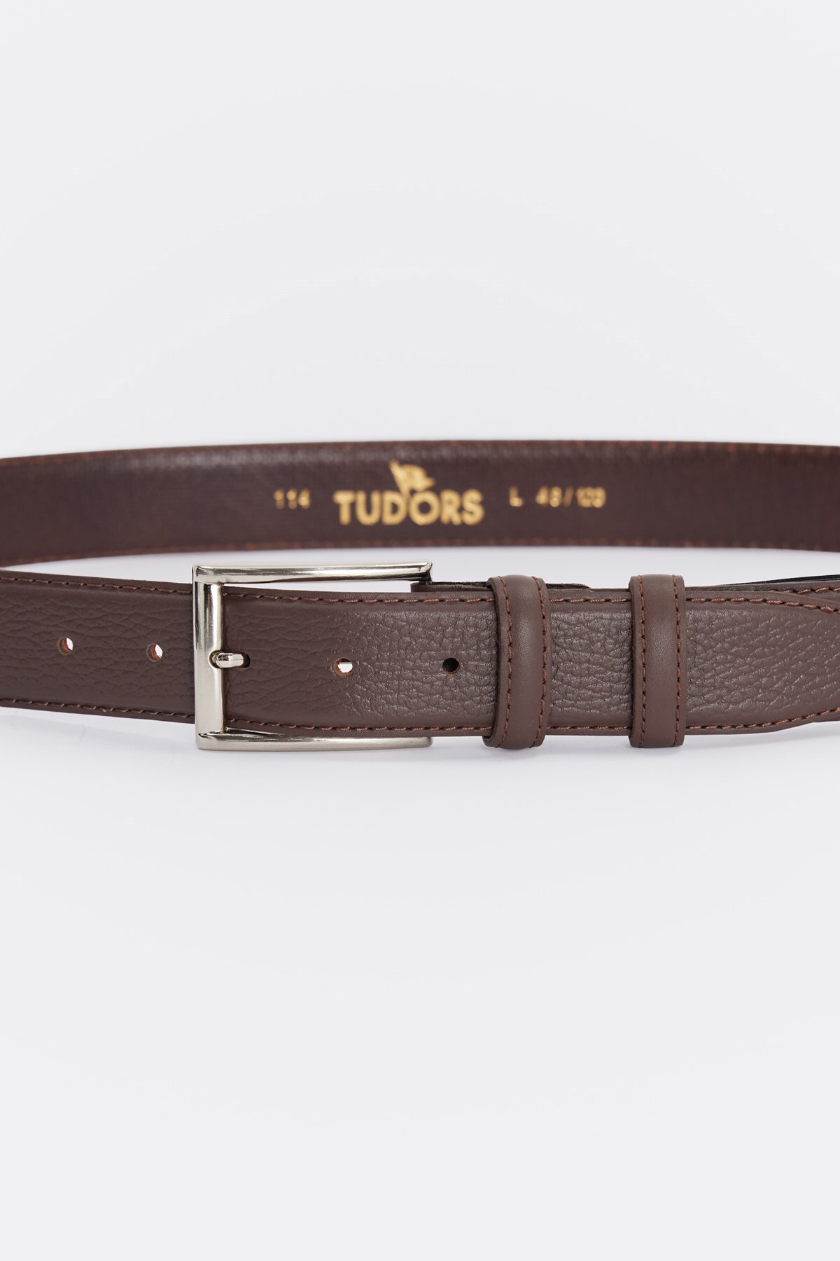 Tudors Erkek %100 Hakiki Deri 3,5 cm Klasik Kahverengi Kemer görsel 2