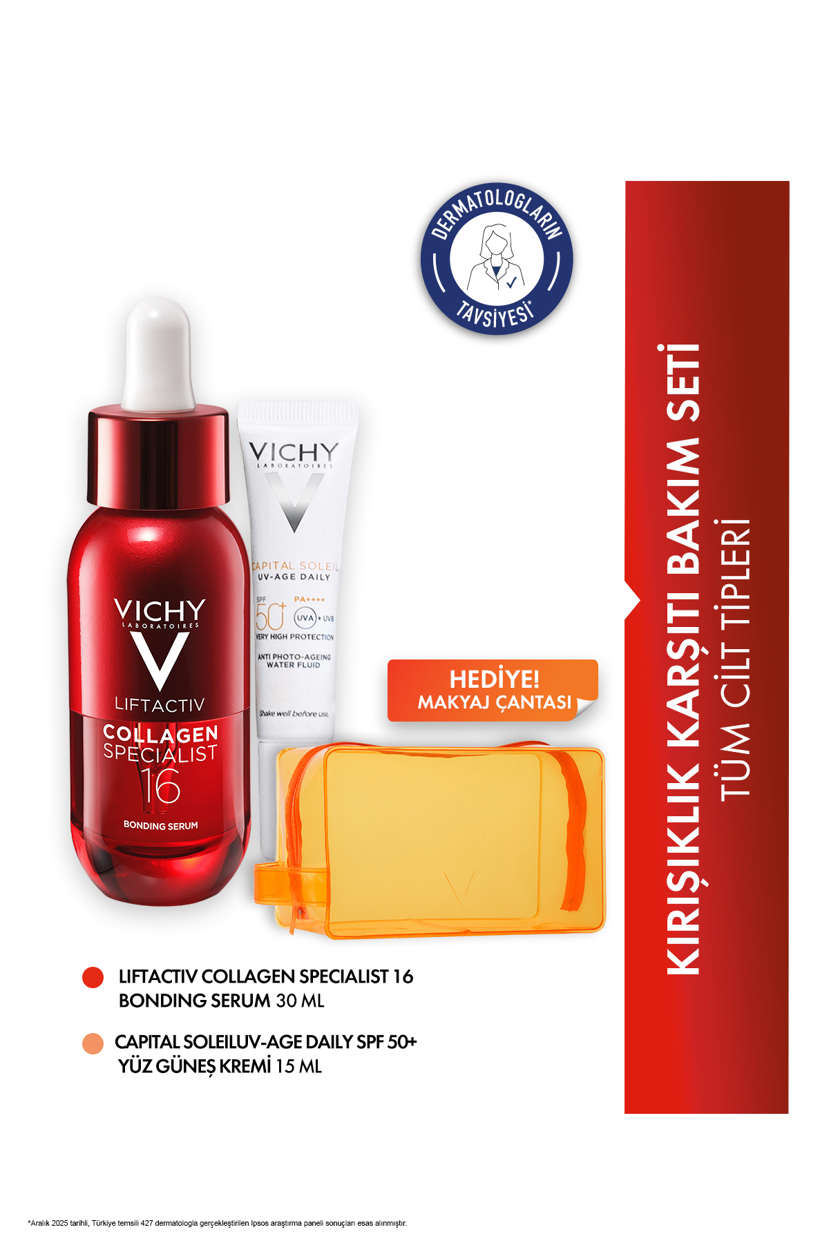 Vichy Tüm Cilt Tipleri İçin Kırışıklık Karşıtı Bakım Seti: Collagen 16 Bonding Serum 30ml&Güneş Kremi 15ml — 8602853651976