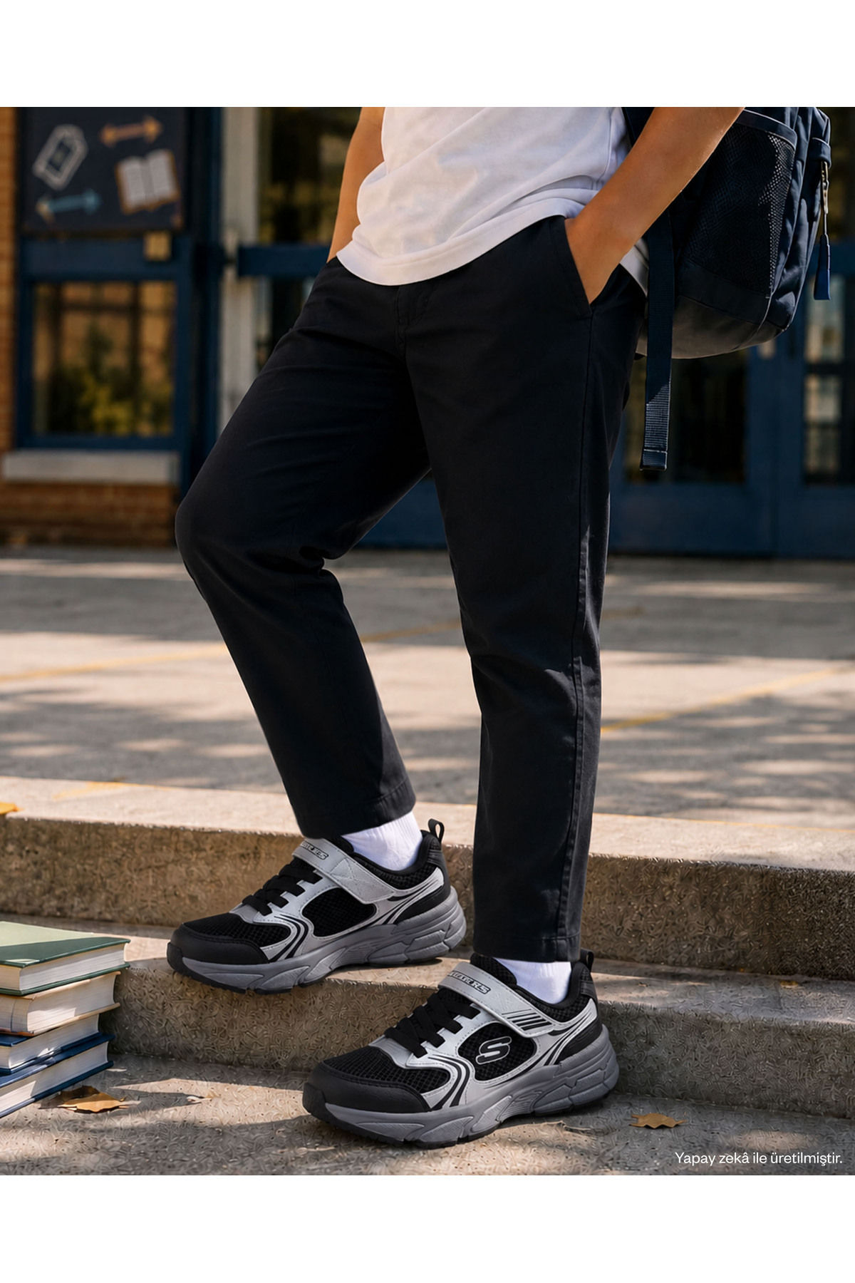 Skechers RETRO-GRAPH Büyük Erkek Çocuk Gri Spor Ayakkabı 403857L