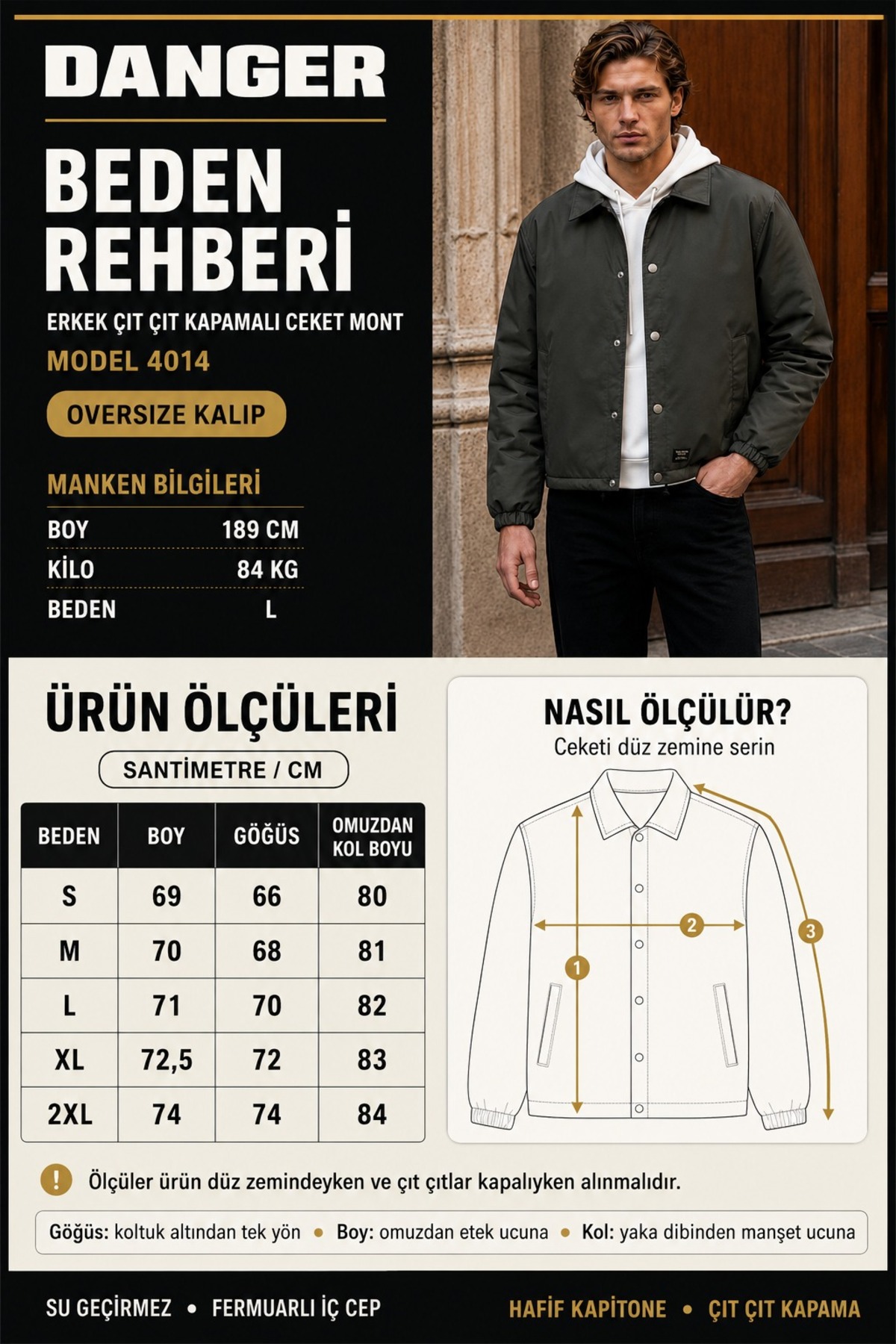 Danger Erkek Ceket Oversize Çıt Çıt kapamalı Lacivert Ceket Mont görsel 8