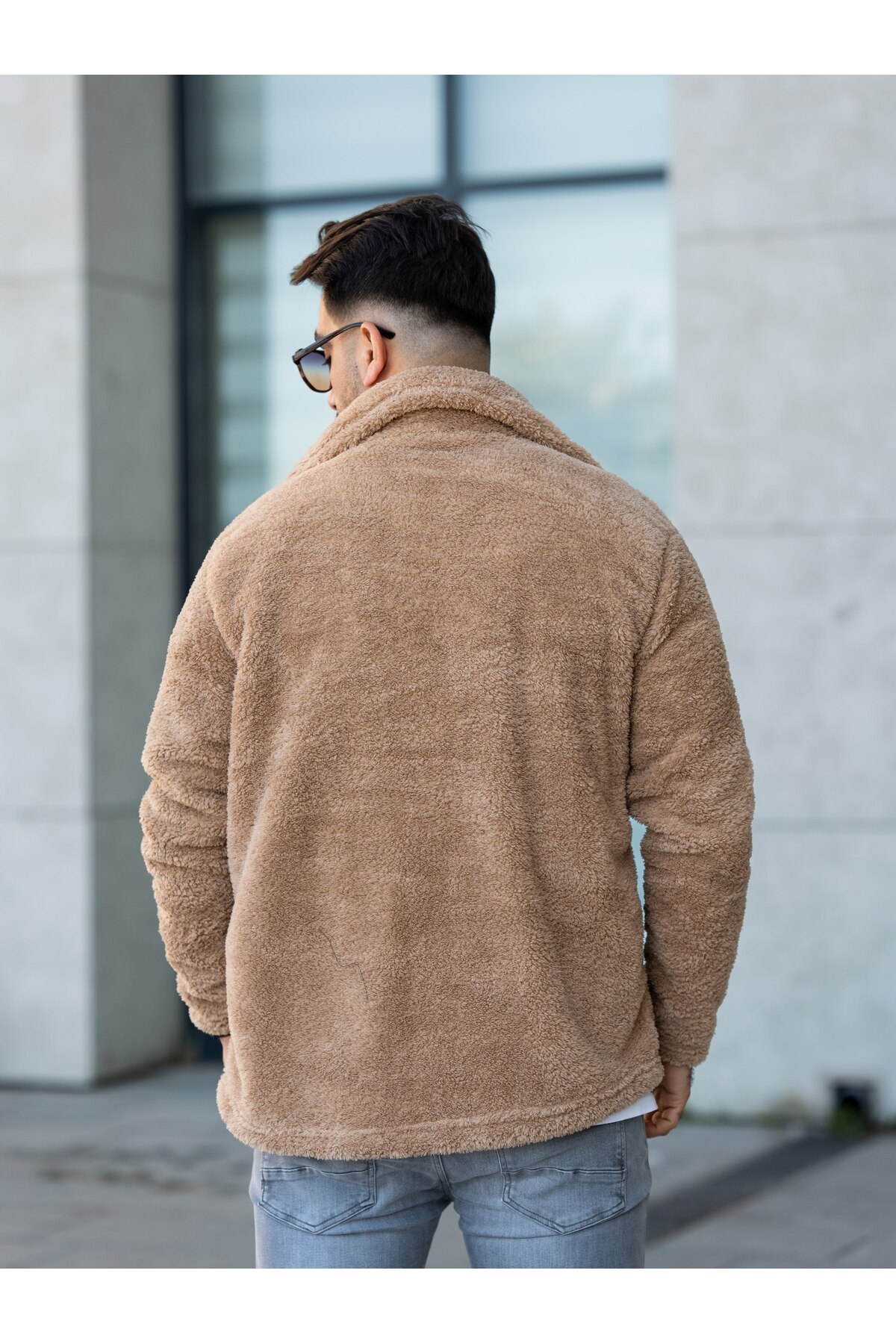OTAKU Unisex Sütlü Kahve Peluş Polar Hırka görsel 8