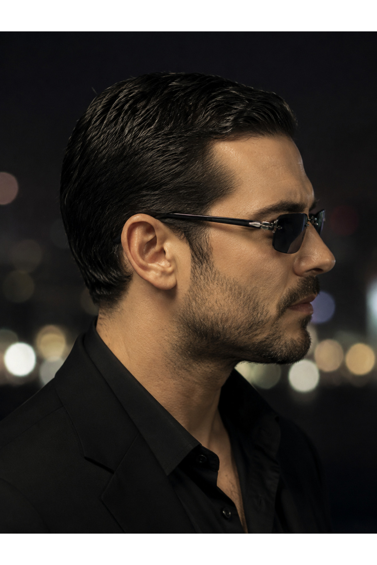 BRILLIAEYEWEAR Uv-400 Korumalı Çerçevesiz İtalyan Kesim Eşref Tek Model Şık Tasarım Unisex Güneş Gözlüğü görsel 3